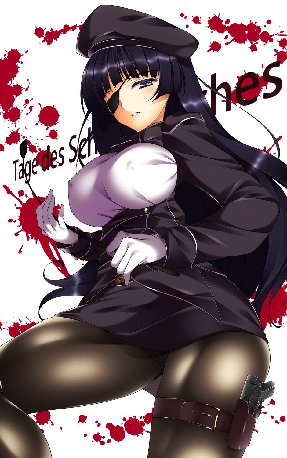 blood erect_nipples eyepatch garter gun pantsu pantyhose uniform watanuki_kaname