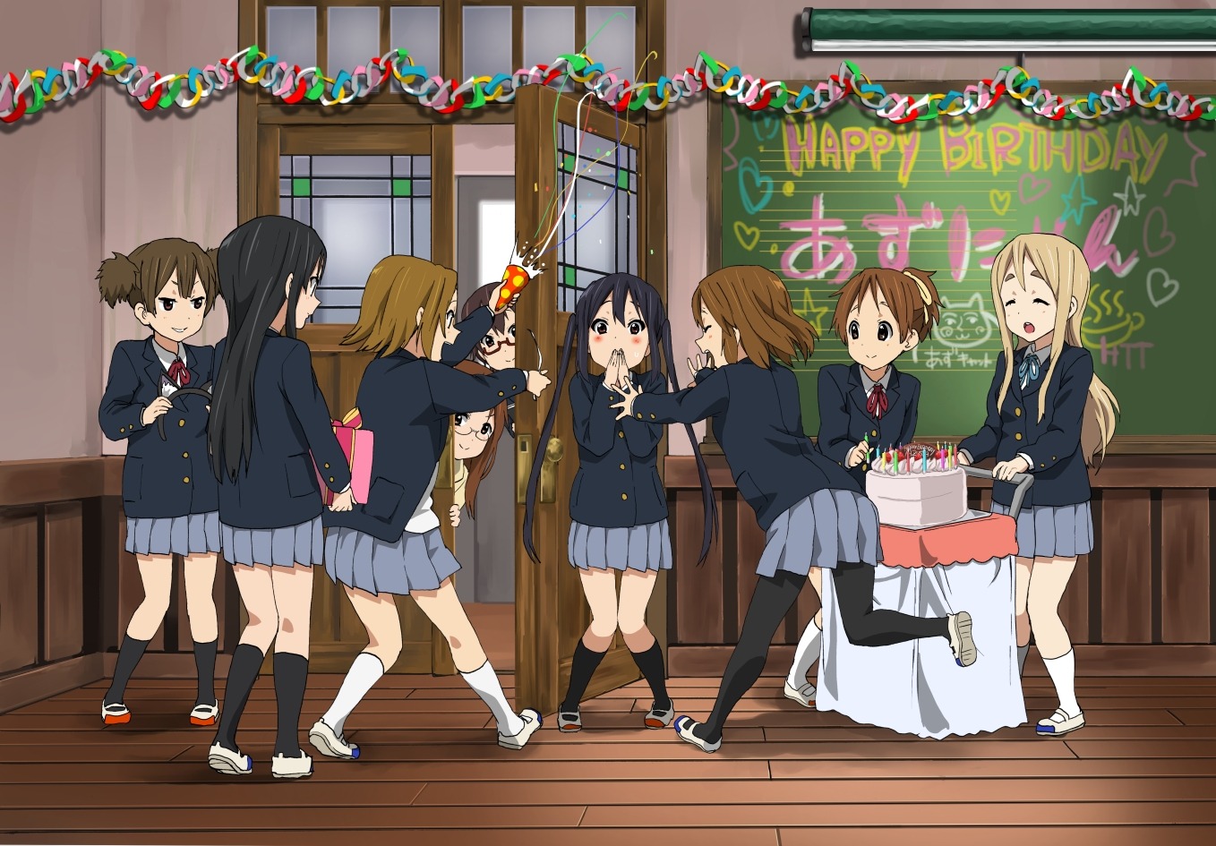 akiyama_mio hirasawa_ui hirasawa_yui k-on! kotobuki_tsumugi manabe_nodoka megane nakano_azusa pantyhose seifuku suzuki_jun tainaka_ritsu watanore yamanaka_sawako