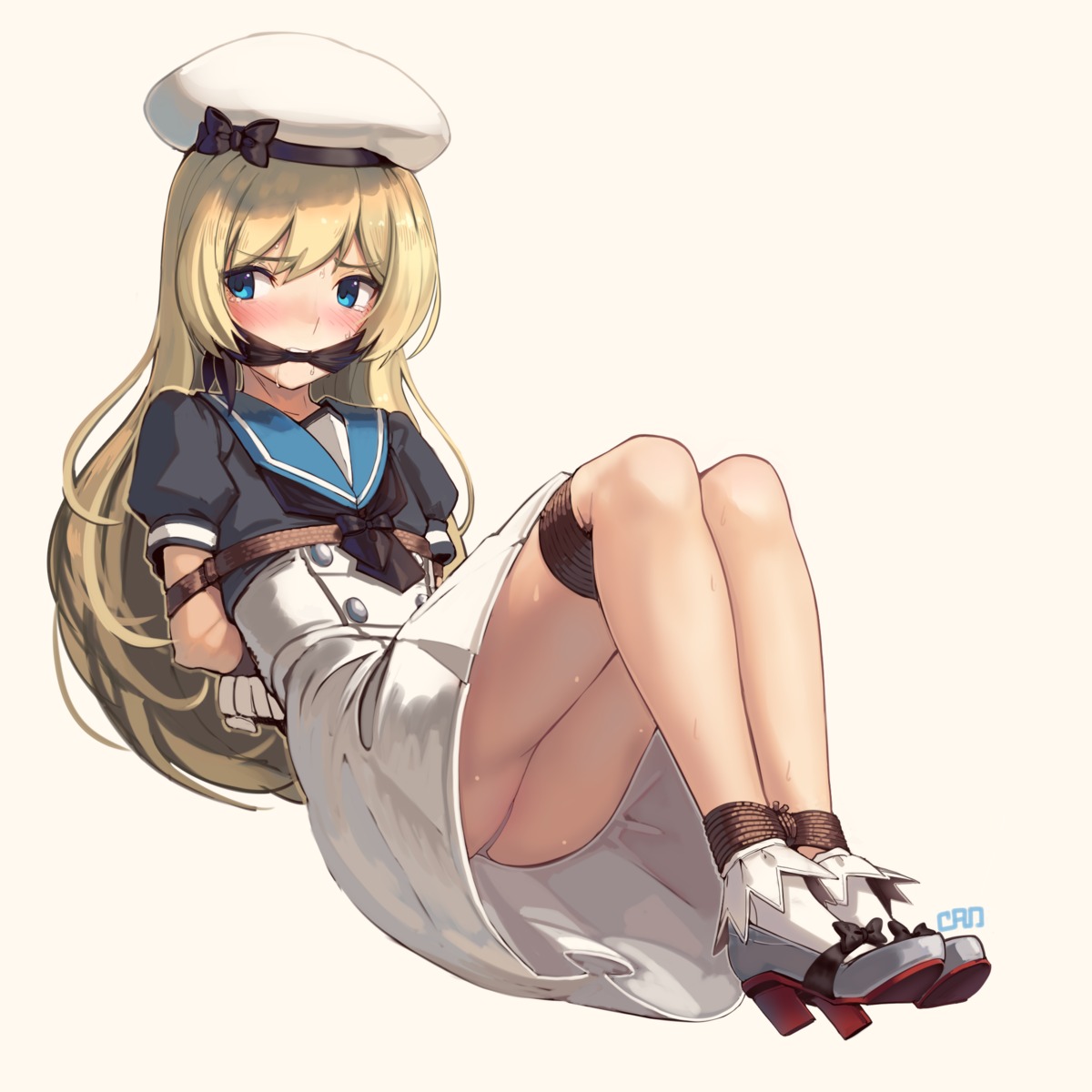 bondage heels jervis_(kancolle) kaddo kantai_collection pantsu seifuku skirt_lift thong