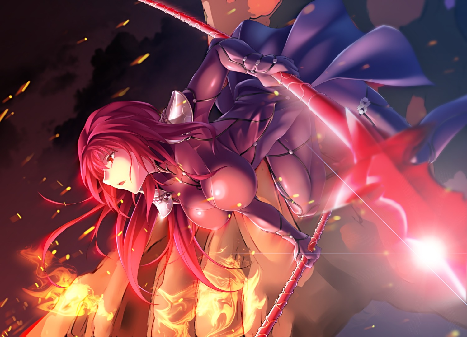armor bodysuit fate/grand_order kokutou scathach_(fate/grand_order) weapon