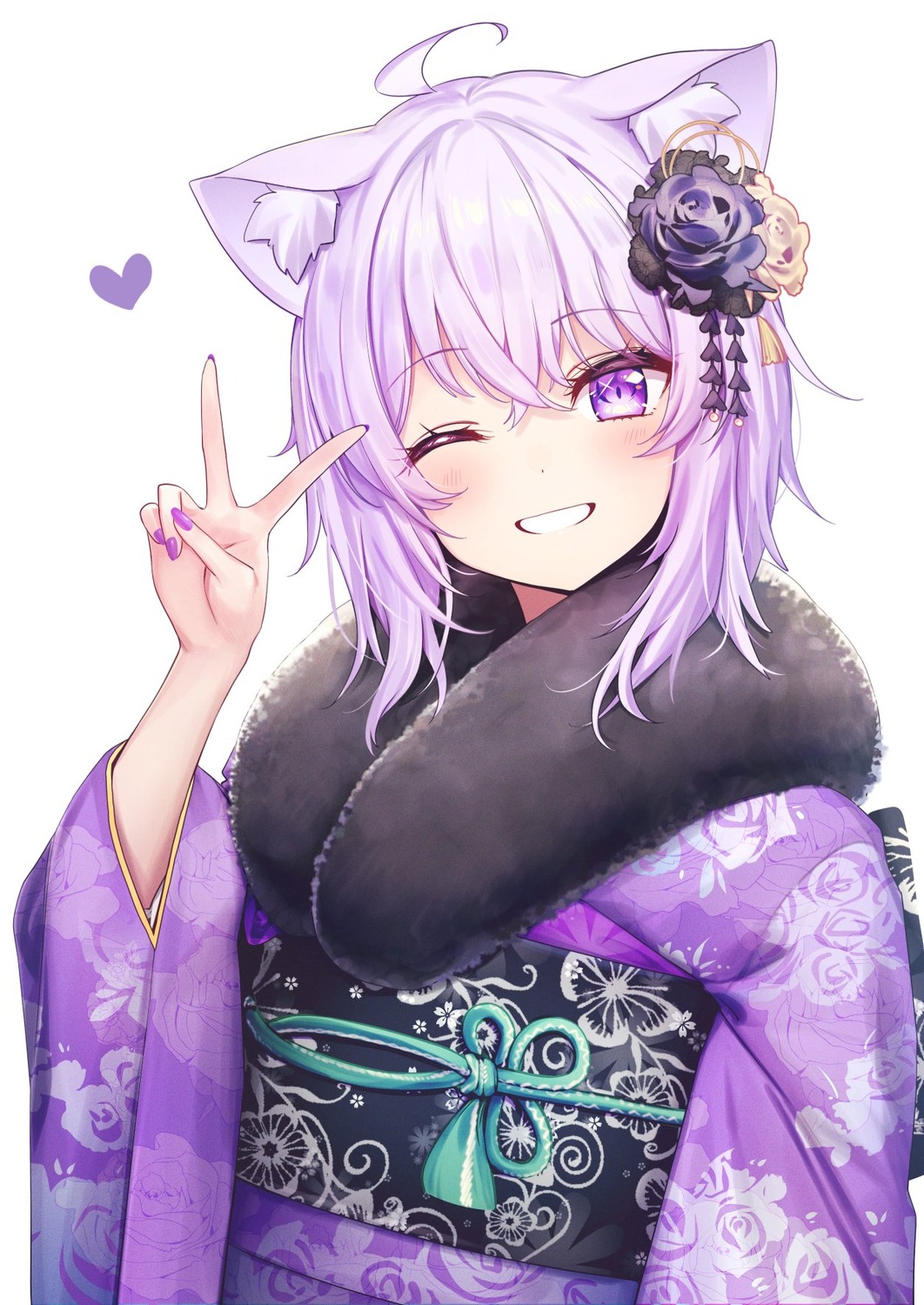 animal_ears deadnooodles duplicate hololive hololive_gamers kimono nekomata_okayu nekomimi