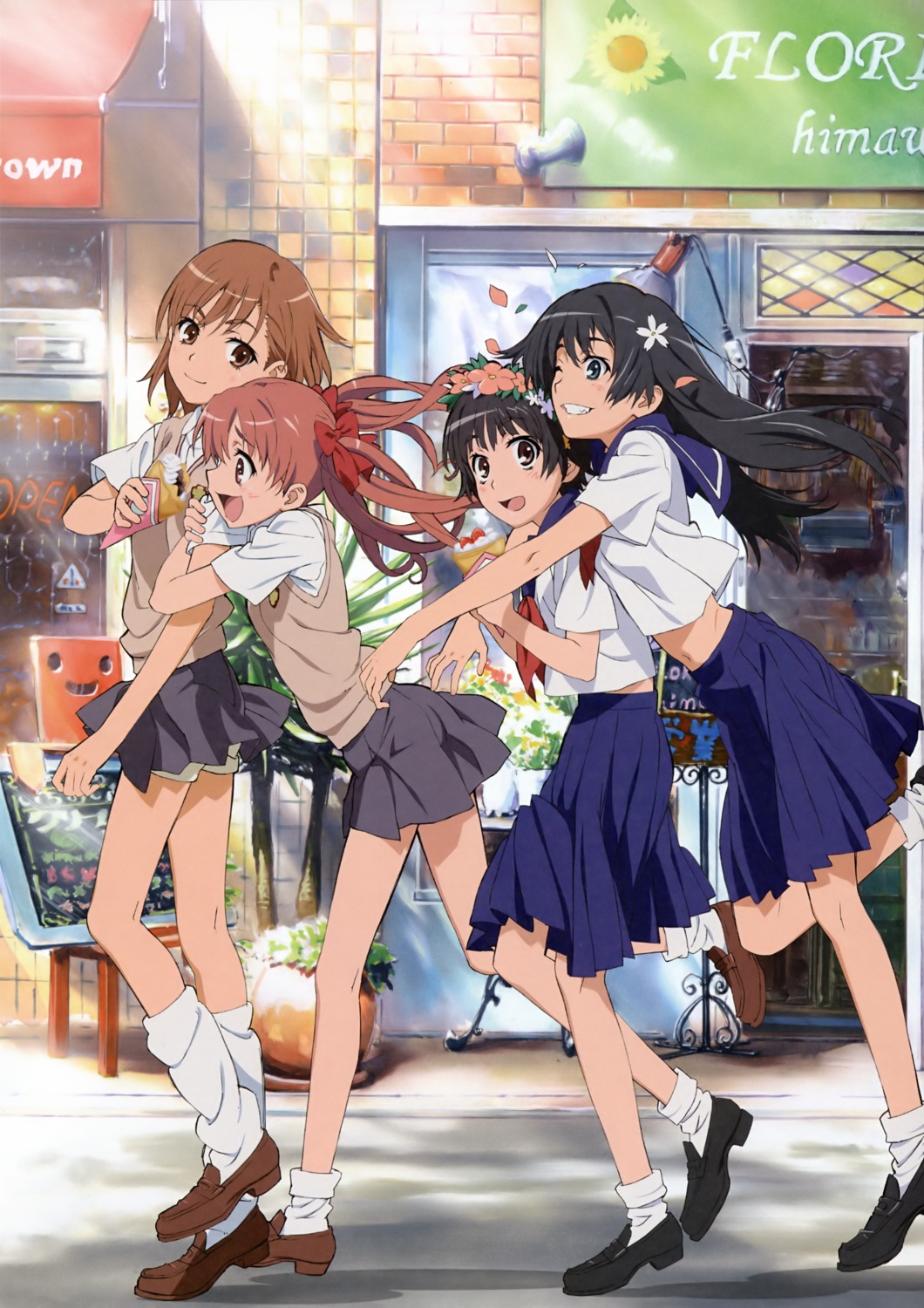 misaka_mikoto saten_ruiko seifuku shirai_kuroko tanaka_yuuichi toaru_kagaku_no_railgun toaru_majutsu_no_index uiharu_kazari