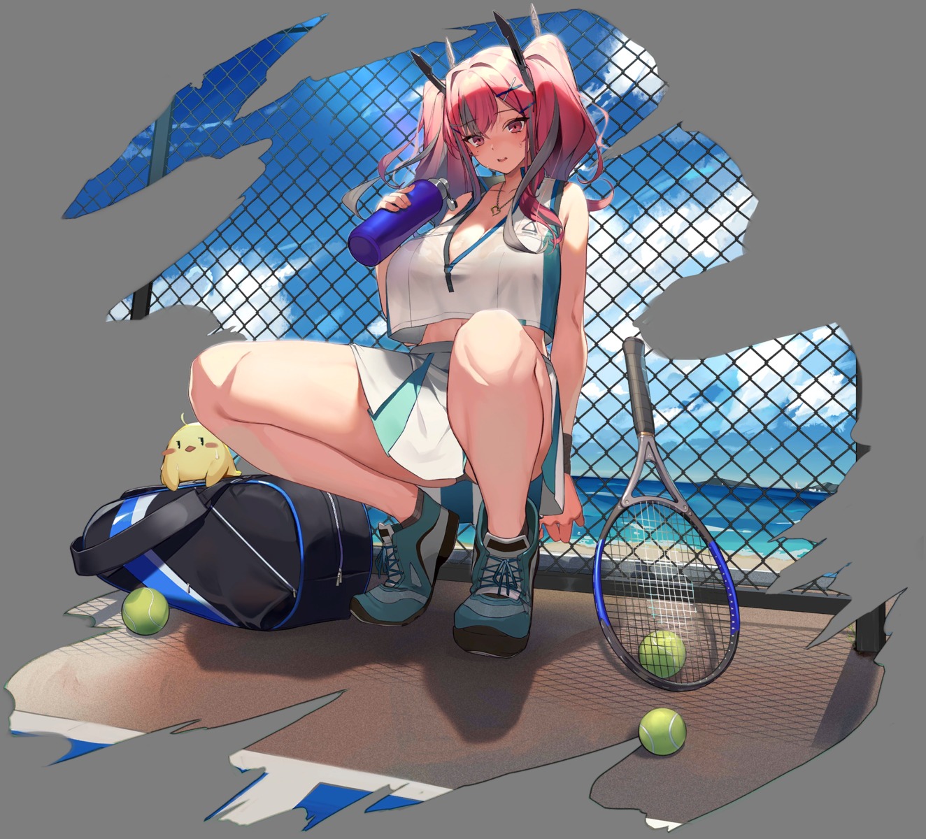 azur_lane bra bremerton_(azur_lane) katsudansou manjuu_(azur_lane) pantsu see_through skirt_lift tennis wet_clothes