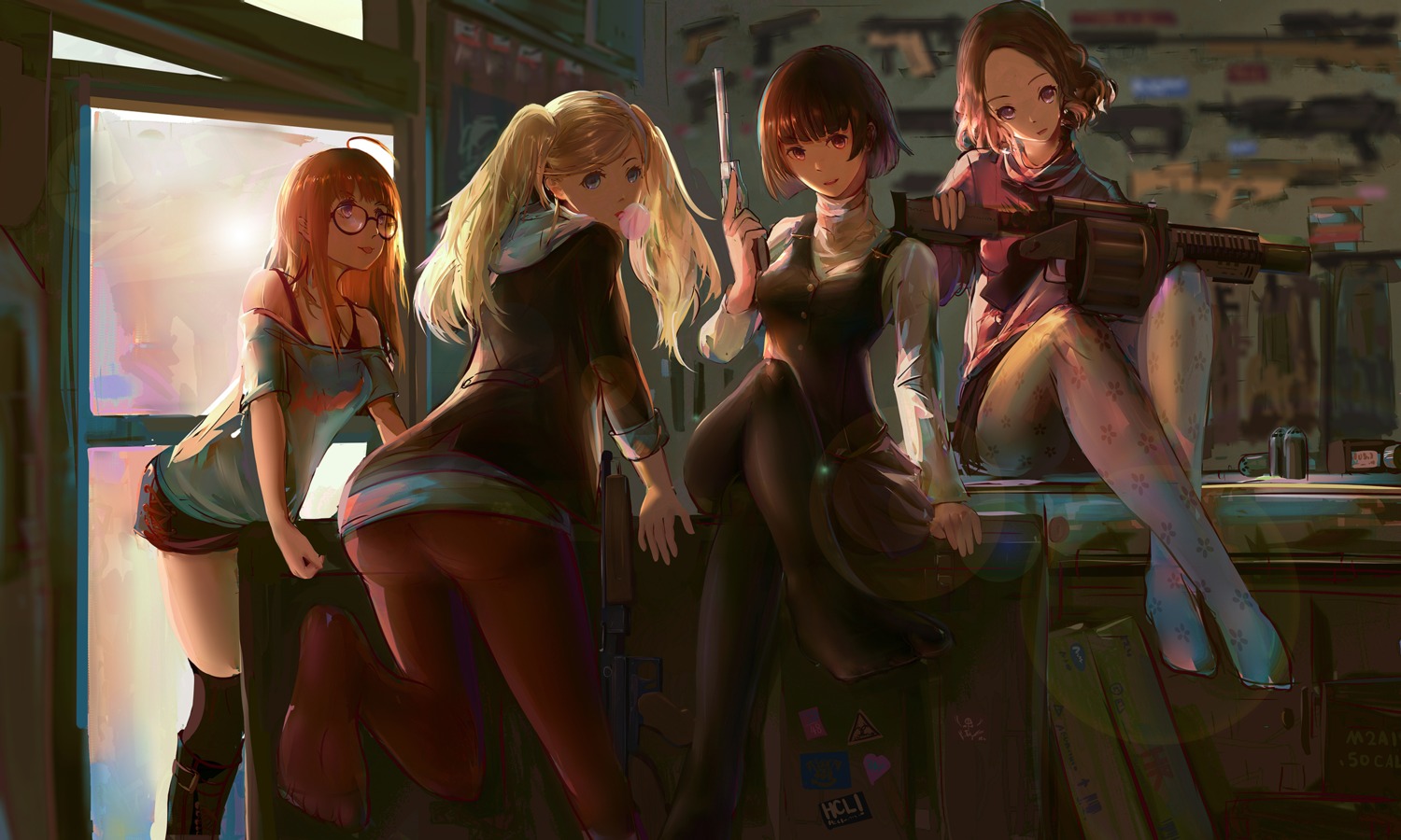 xiao po qie persona 5 niijima makoto okumura haru sakura futaba takamaki  anne ass feet gun megane pantyhose thighhighs | #465879 | yande.re