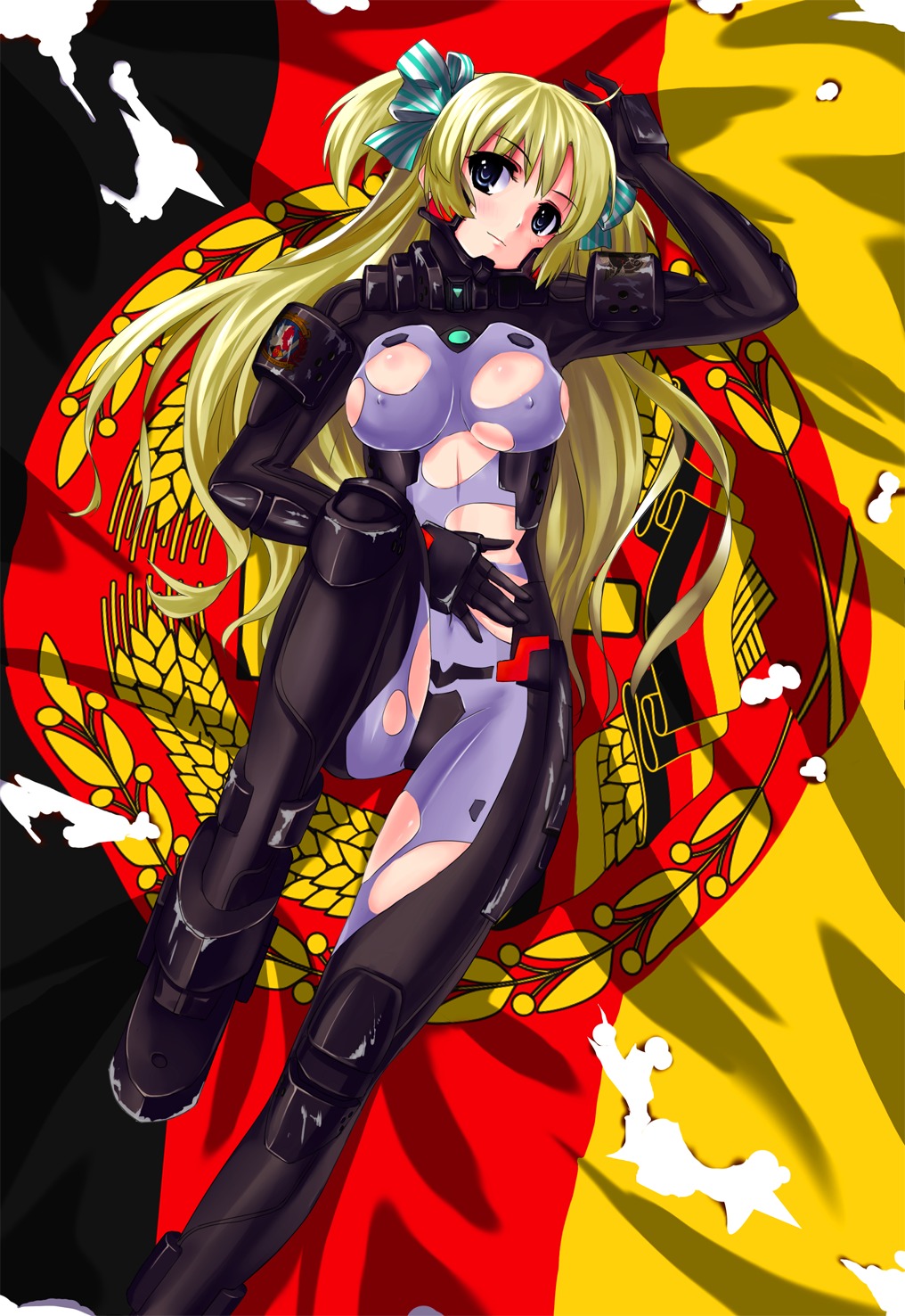 bodysuit erect_nipples liz_hohenstein mizuki_ame muvluv schwarzesmarken torn_clothes