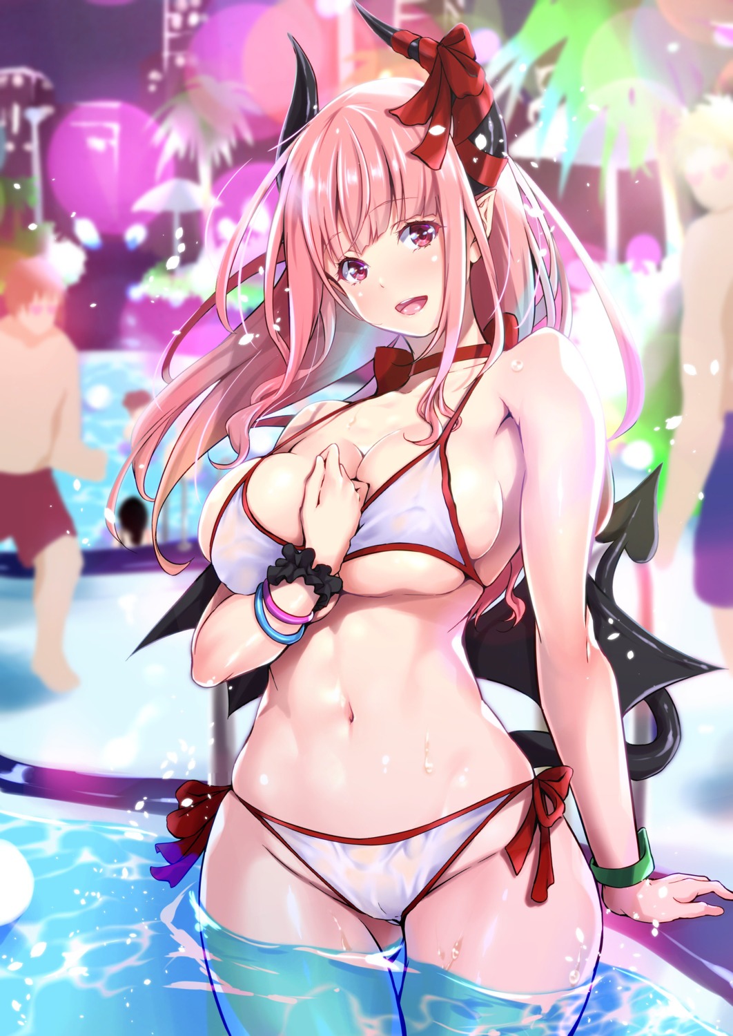 bikini cleavage eve.ch eve_valerne horns kimura_neito swimsuits tail underboob wet wings