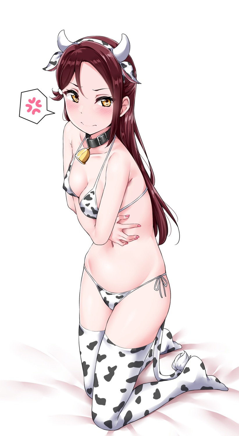 animal_ears bikini breast_hold cleavage horns love_live!_sunshine!! sakurauchi_riko swimsuits tail thighhighs yopparai_oni