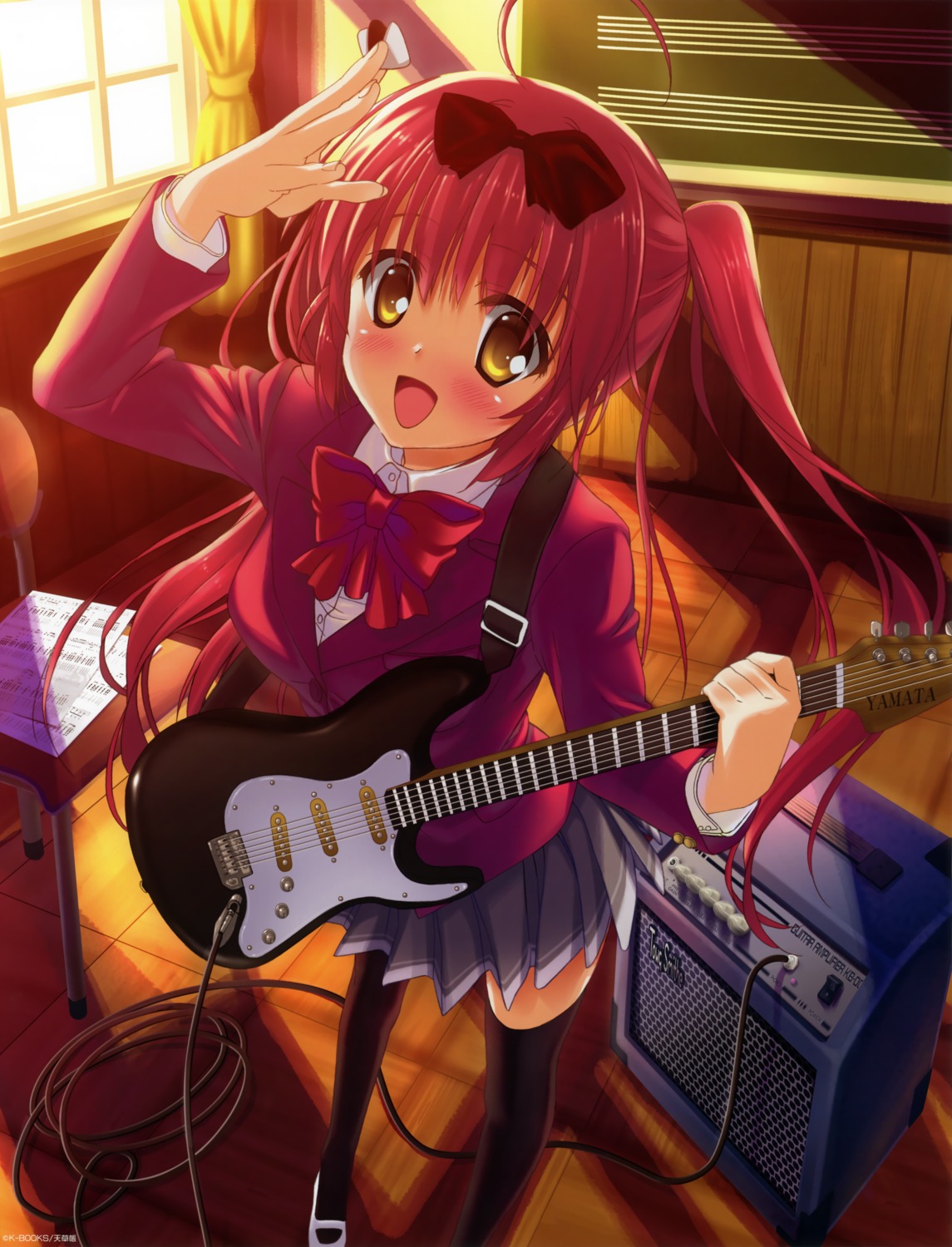 amakusa_tobari guitar k-books seifuku thighhighs