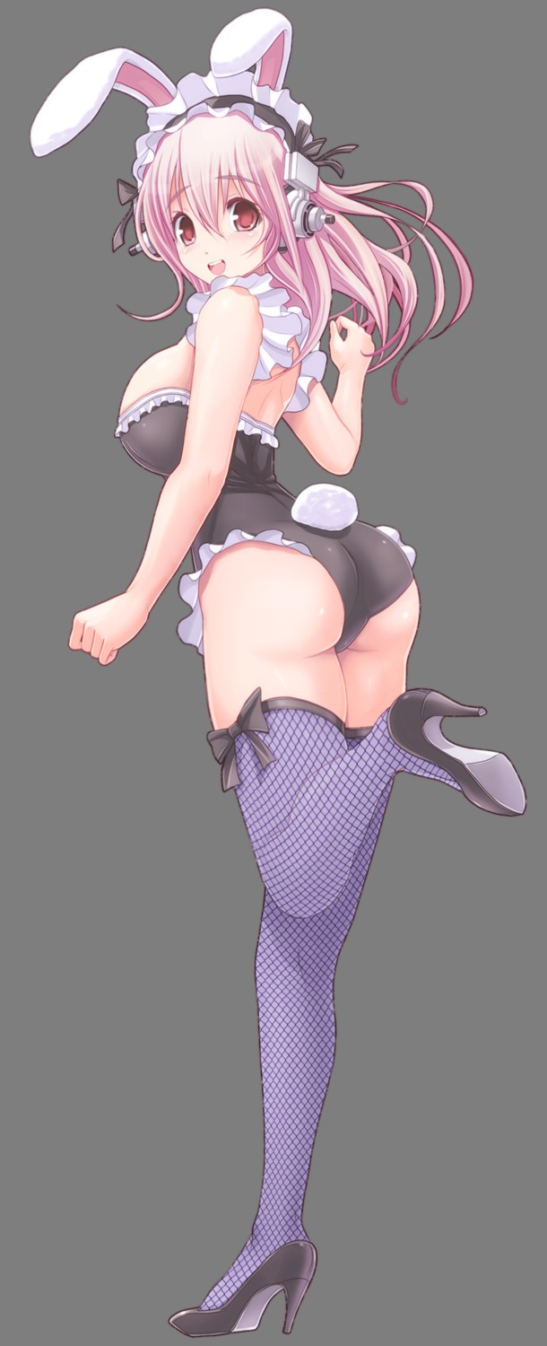 animal_ears ass bunny_ears bunny_girl fishnets headphones heels mag_kan sonico super_sonico tail thighhighs transparent_png v-mag