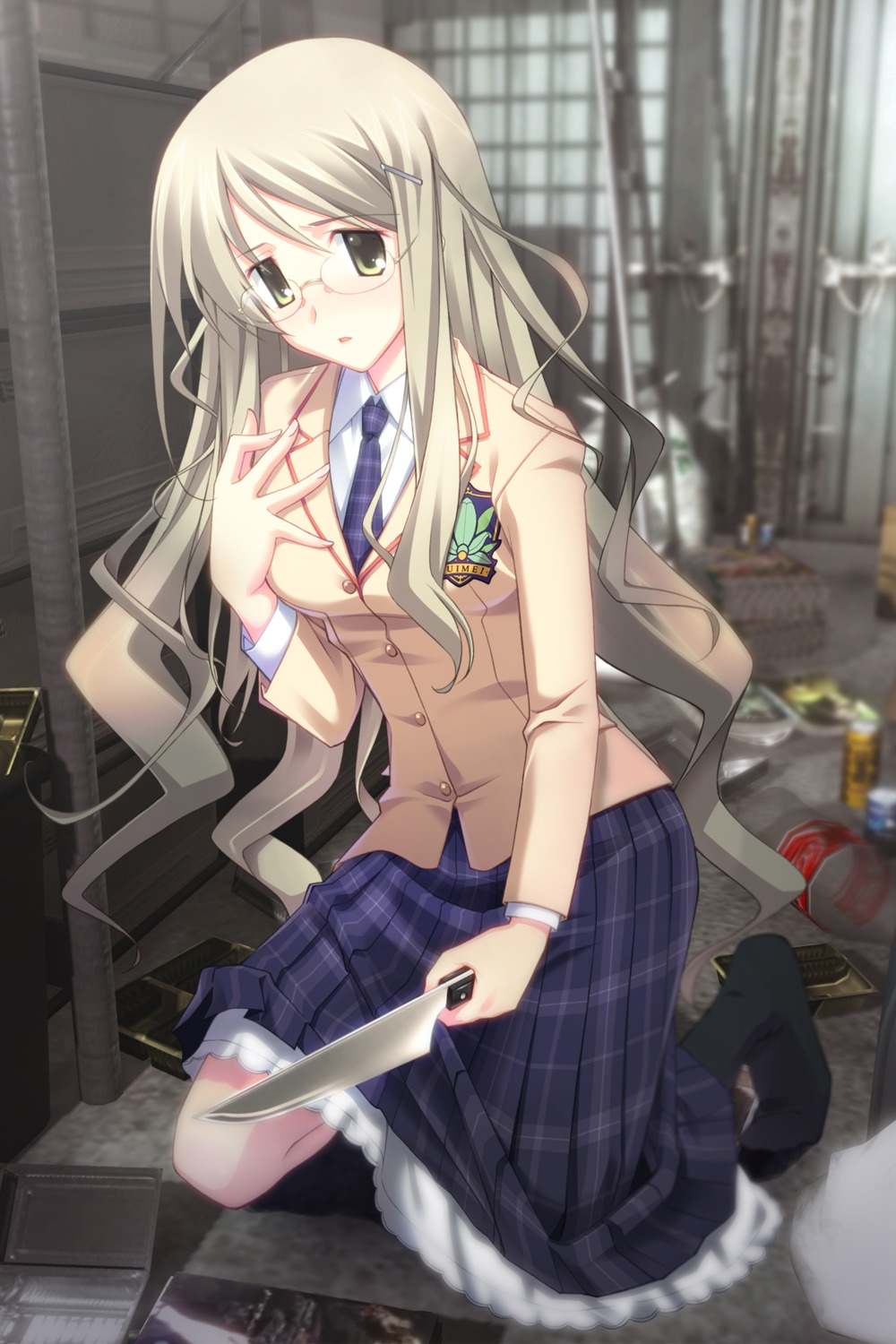 chaos;head kusunoki_yua matsuo_yukihiro megane seifuku