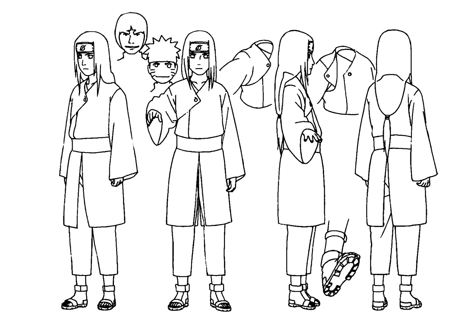 character_design hyuuga_neji line_art male monochrome naruto naruto_shippuden nishio_tetsuya