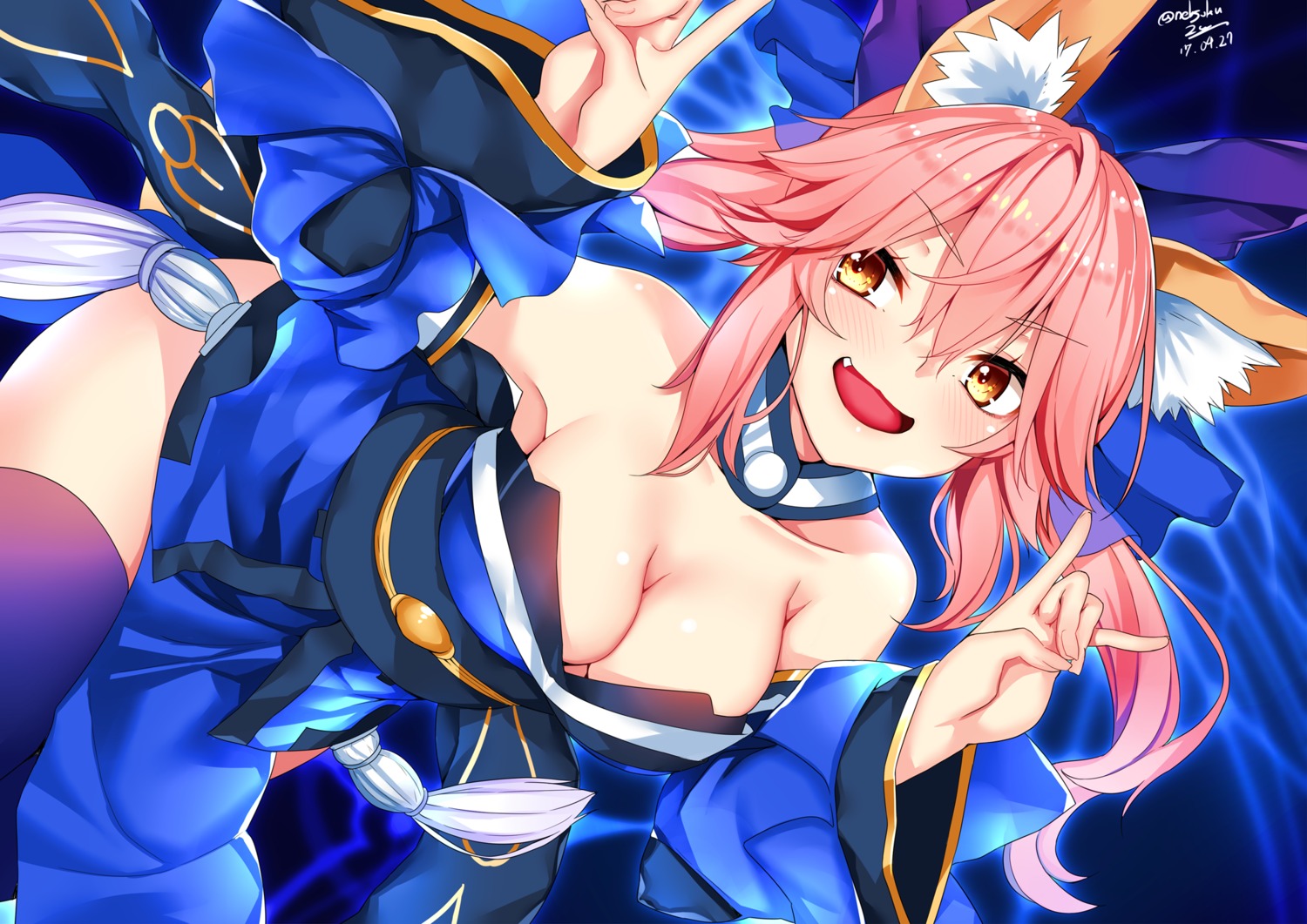 animal_ears fate/extra fate/grand_order fate/stay_night kitsune nebusoku tamamo_no_mae thighhighs