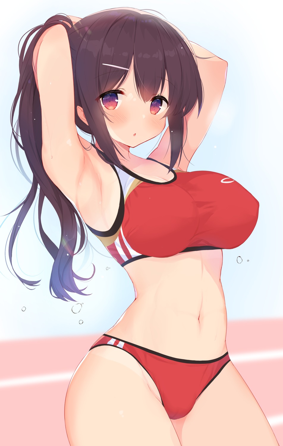 buruma cleavage erect_nipples gym_uniform kagerou no_bra wet