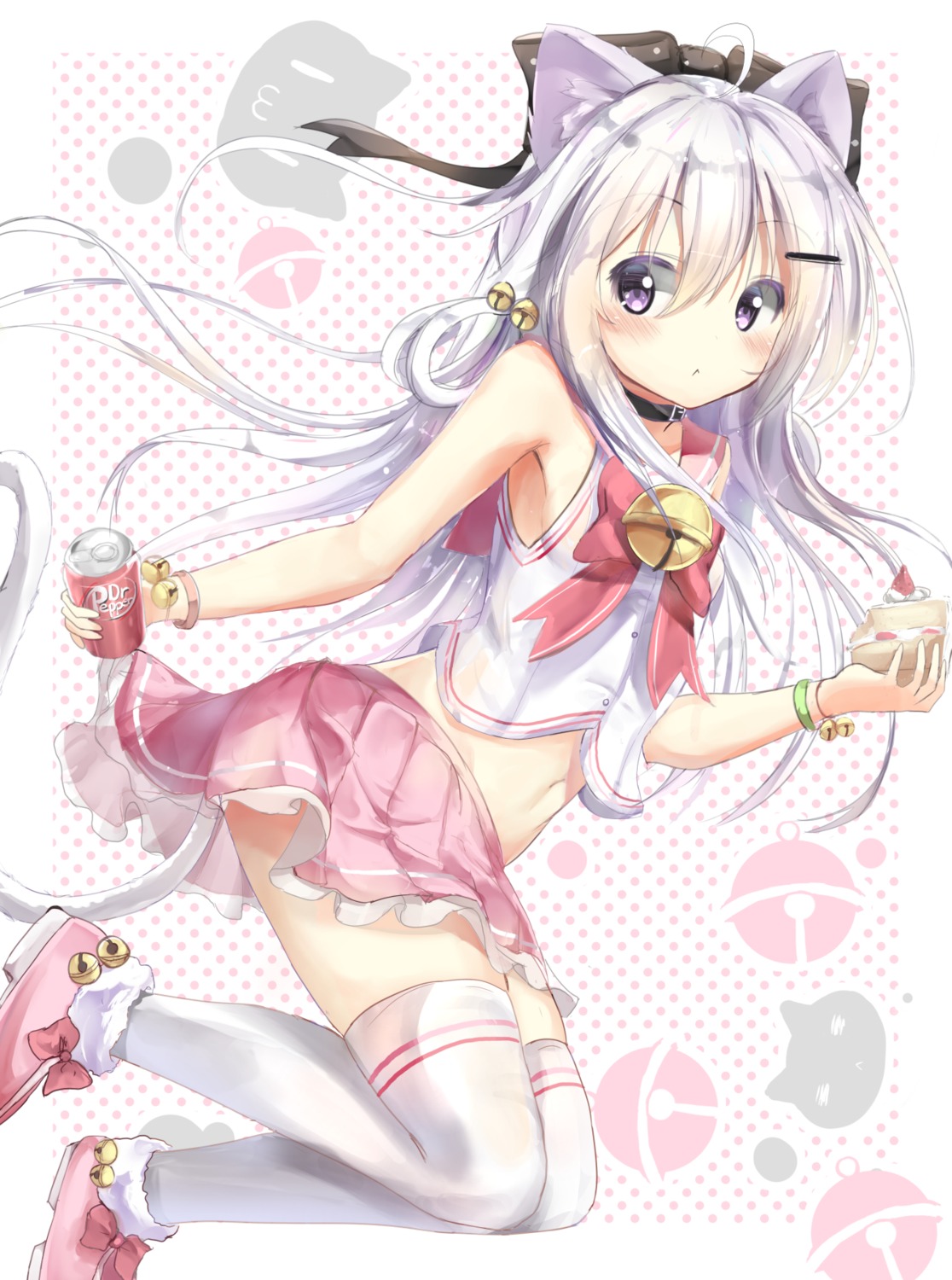 animal_ears nekomimi shirakawa_neneko tail thighhighs yonjyuugo