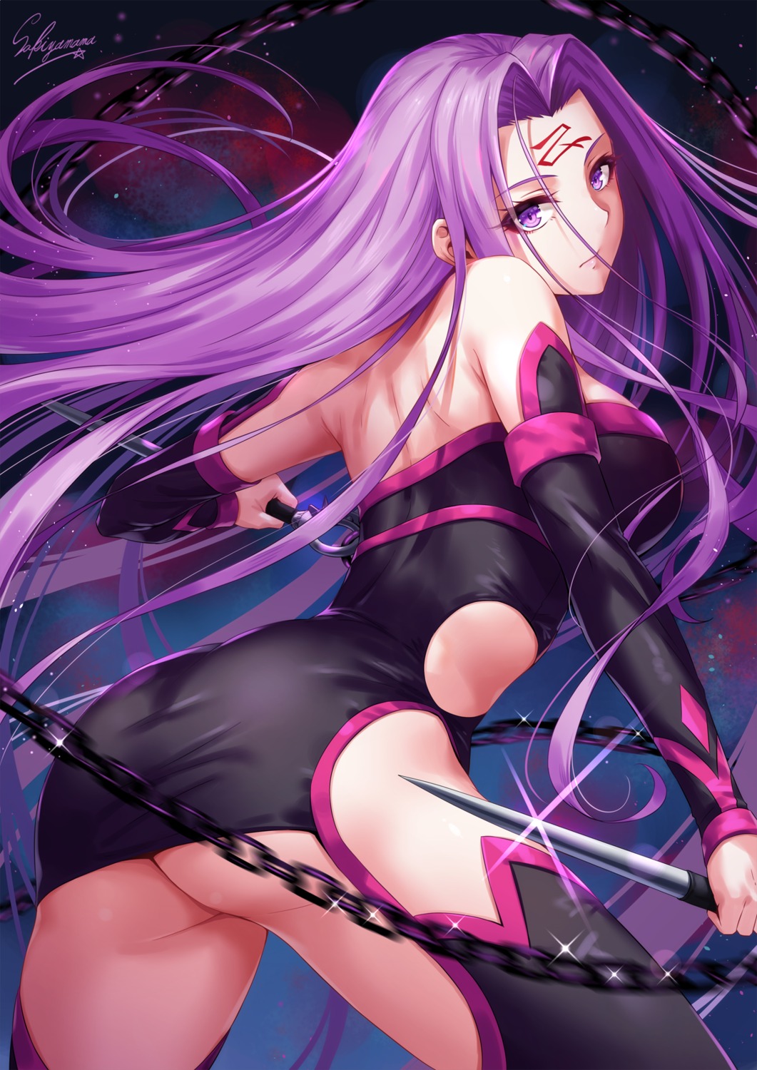 ass fate/grand_order fate/stay_night no_bra nopan rider sakiyamama stockings tattoo thighhighs weapon