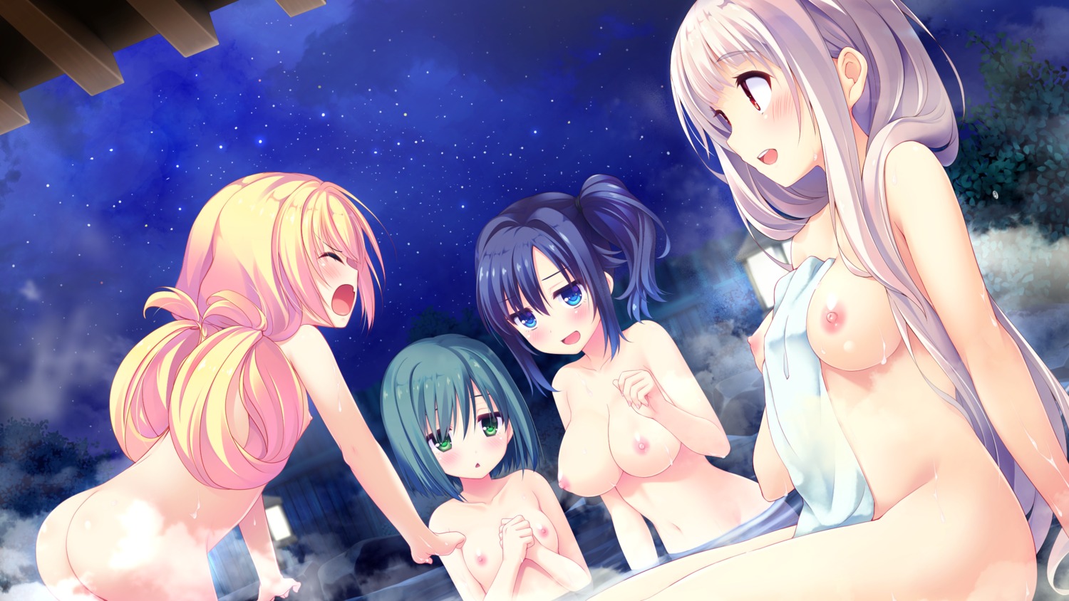 ass chiri_(atlanta) chuablesoft game_cg goshogawara_yuuki himekami_ayame k-ko komachi_mahiru loli mango_purin naked nipples onsen serikawa_eri towel watashi_ga_suki_nara_"suki"_tte_itte! wet