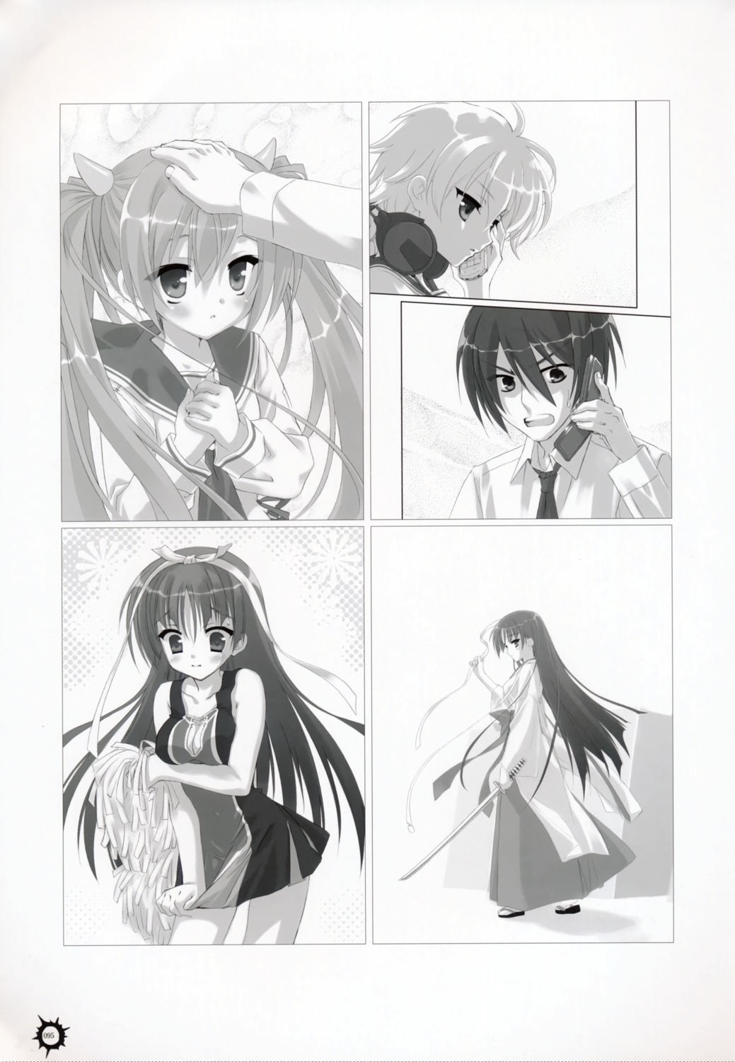 cheerleader hidan_no_aria hotogi_shirayuki kanzaki_h_aria kobuichi monochrome seifuku sword tooyama_kinji yada_reki