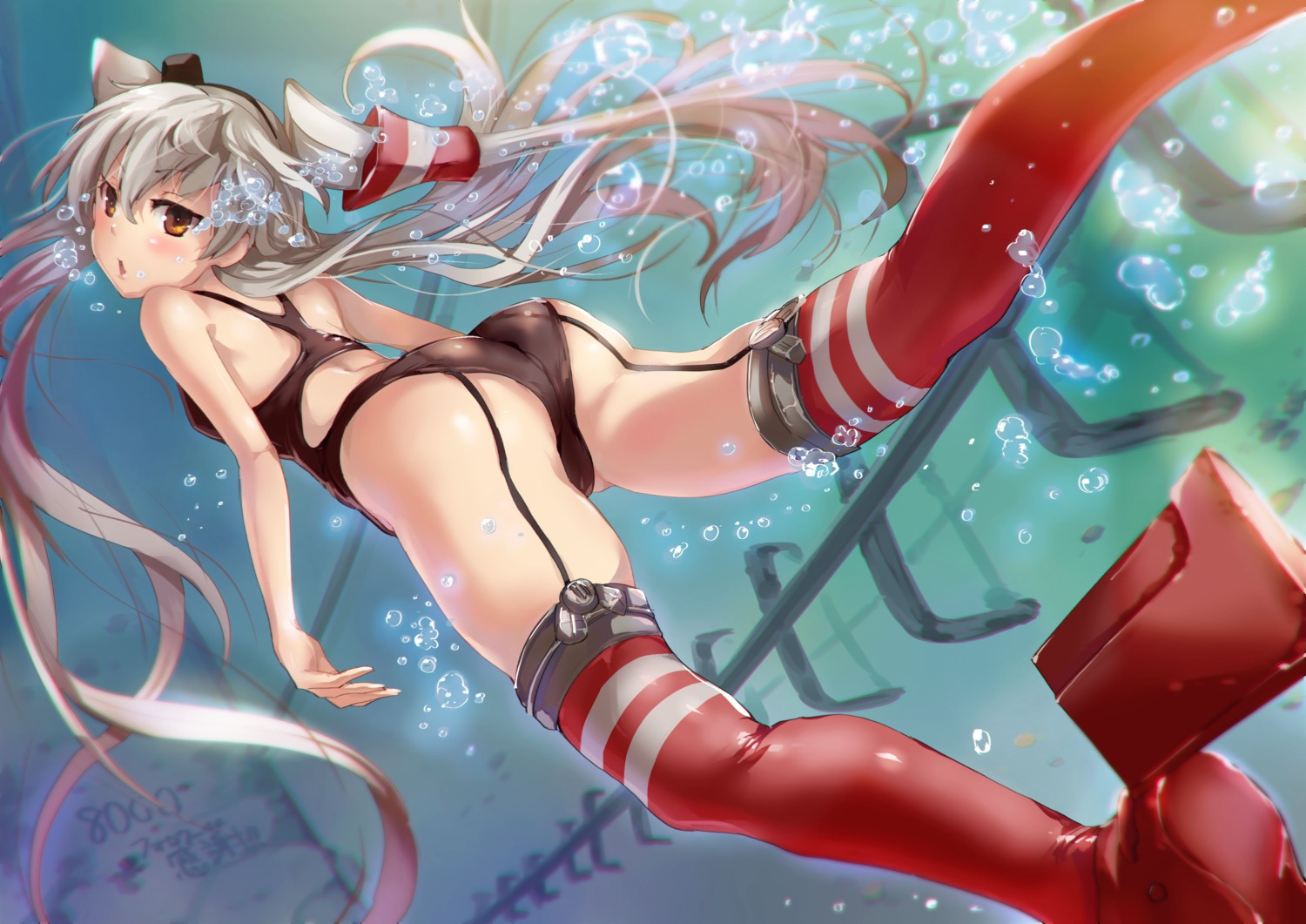 amatsukaze_(kancolle) ass heels kantai_collection renji stockings swimsuits thighhighs