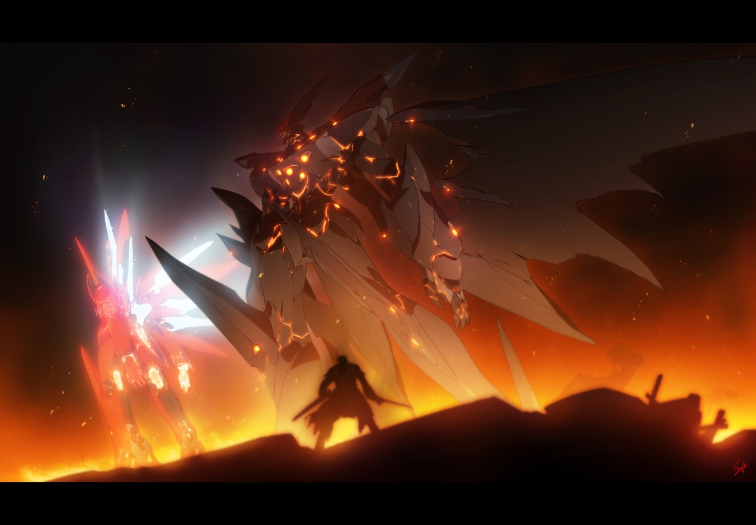 jpeg_artifacts kahran_ramsus landscape mecha original_weltall silhouette sword wadatsumi_garland weltall-id xenogears