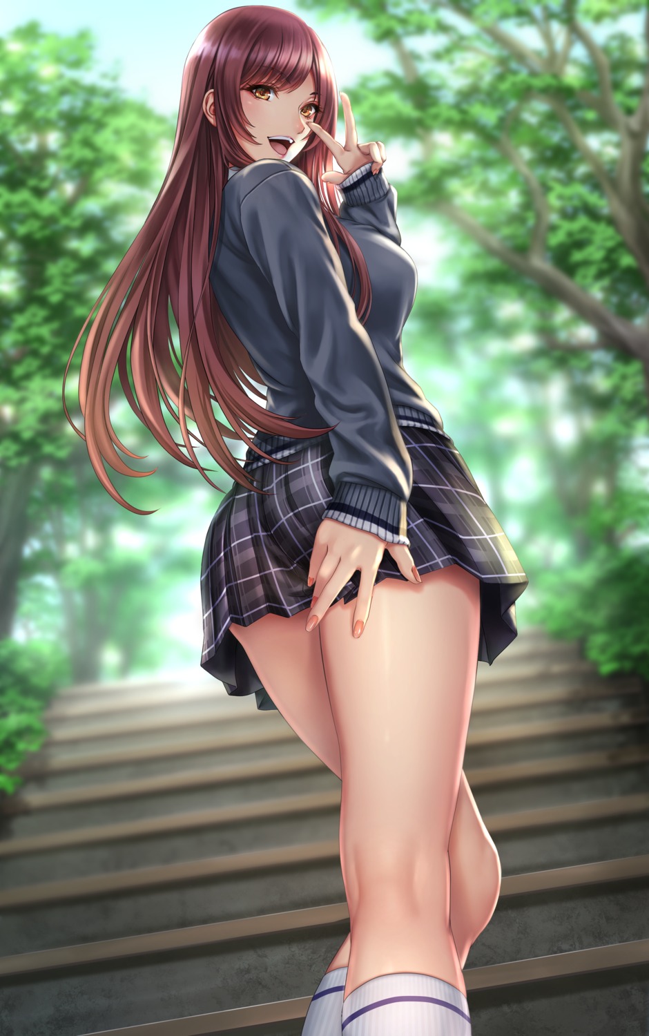 ass oosaki_amana sadakage seifuku sweater the_idolm@ster the_idolm@ster_shiny_colors