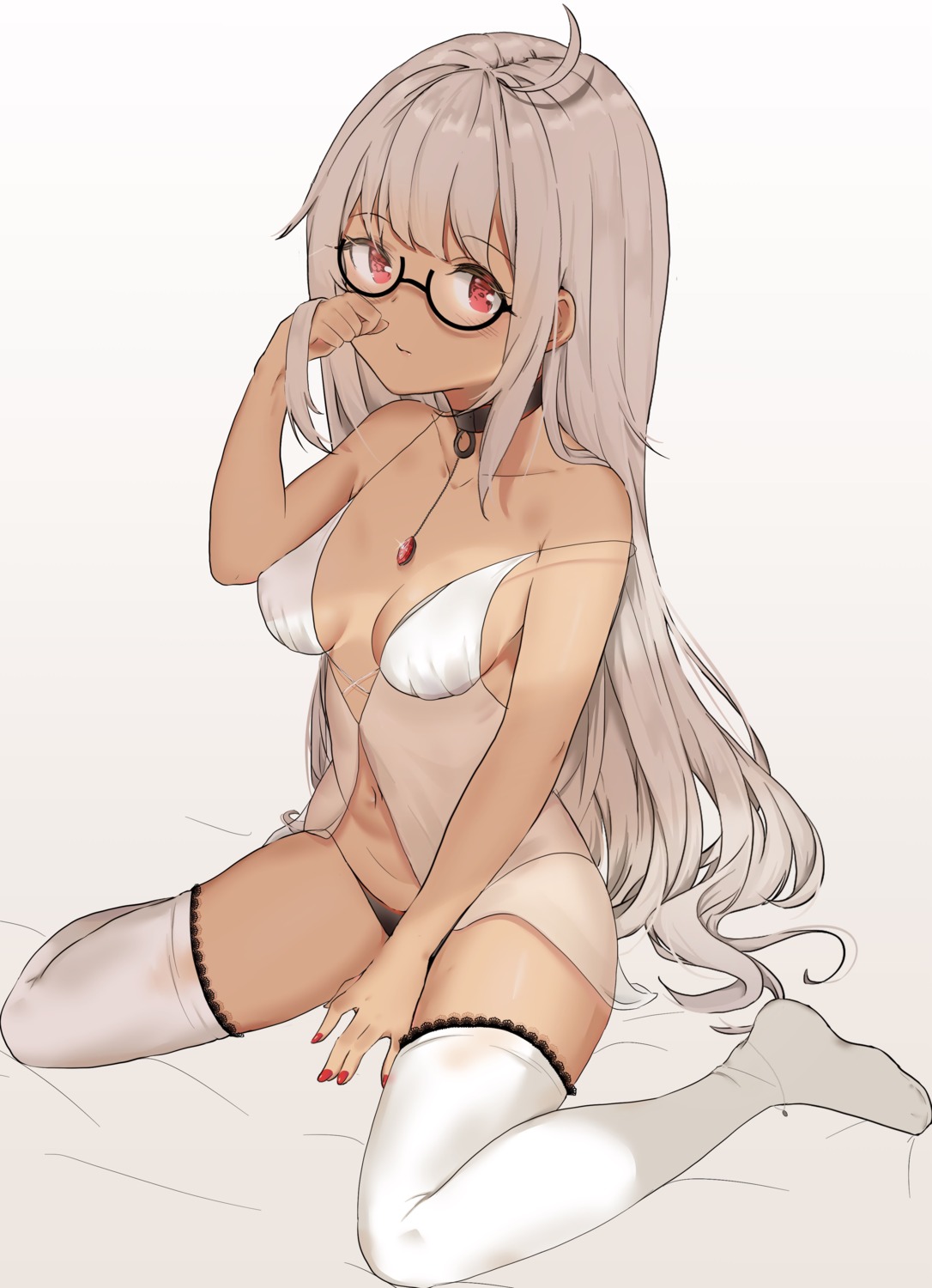 cleavage lingerie megane mirei-yume pantsu see_through thighhighs