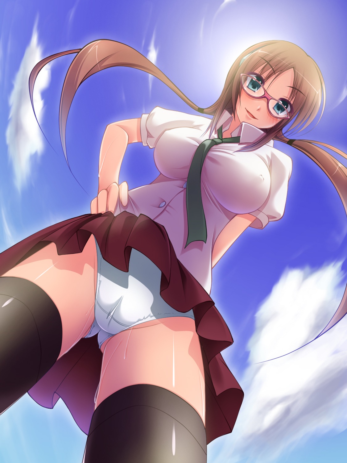 makinami_mari_illustrious megane neon_genesis_evangelion pantsu thighhighs yoru_kaze