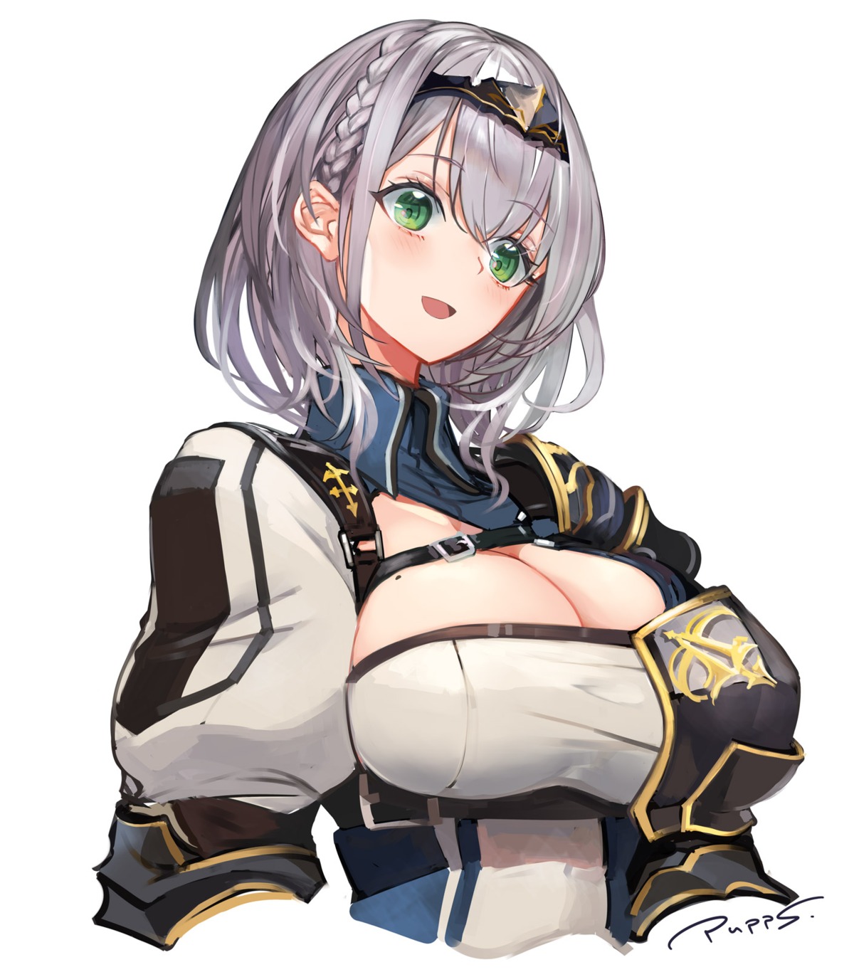 armor cleavage hololive no_bra pupps shirogane_noel