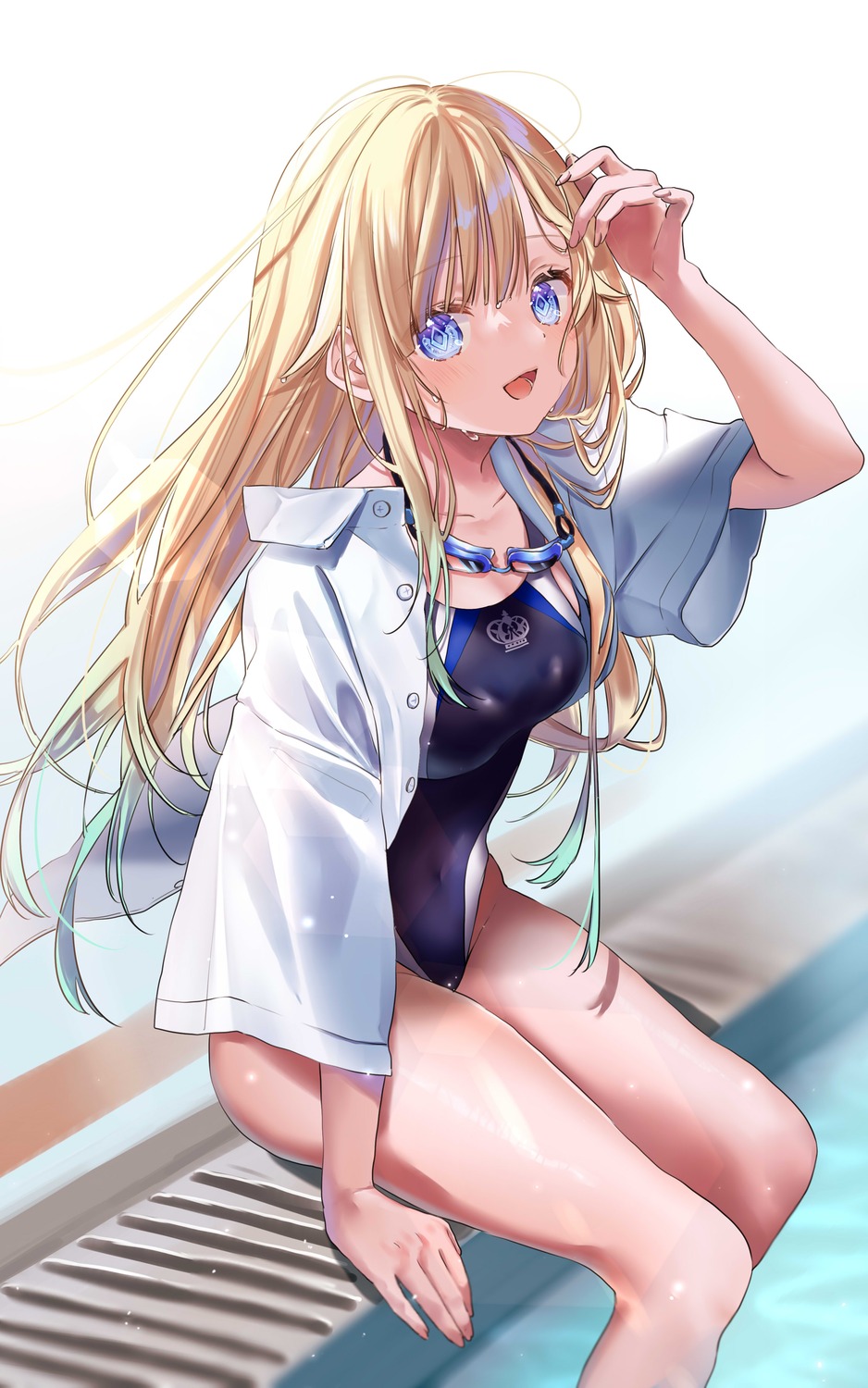 aizawa_ema dress_shirt pome_charo see_through swimsuits vspo!