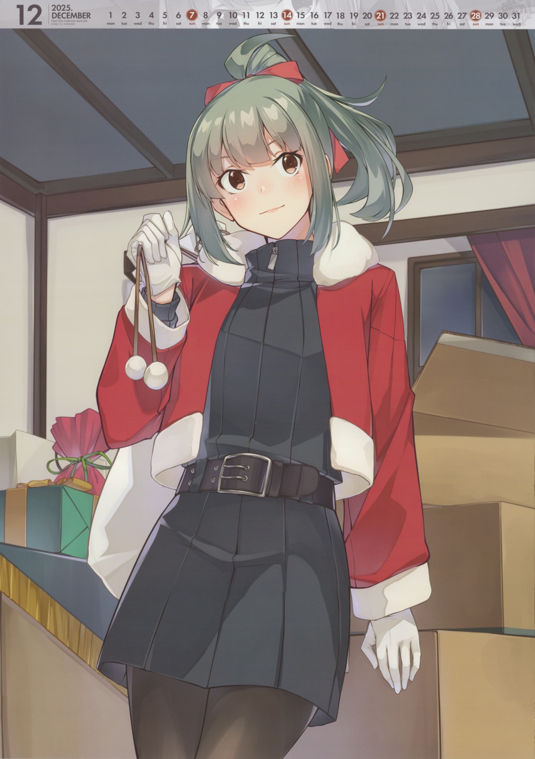 calendar christmas kantai_collection konishi pantyhose uniform yuubari_(kancolle)