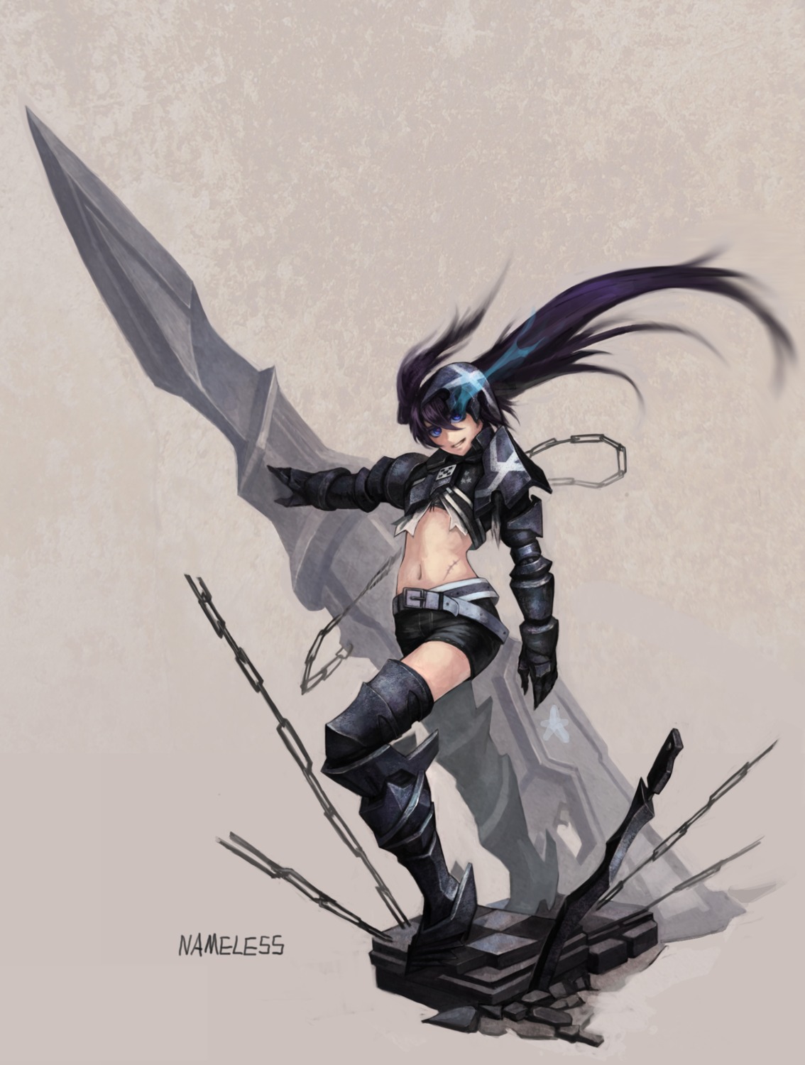 black_rock_shooter black_rock_shooter_(character) kote_(tures) thighhighs vocaloid