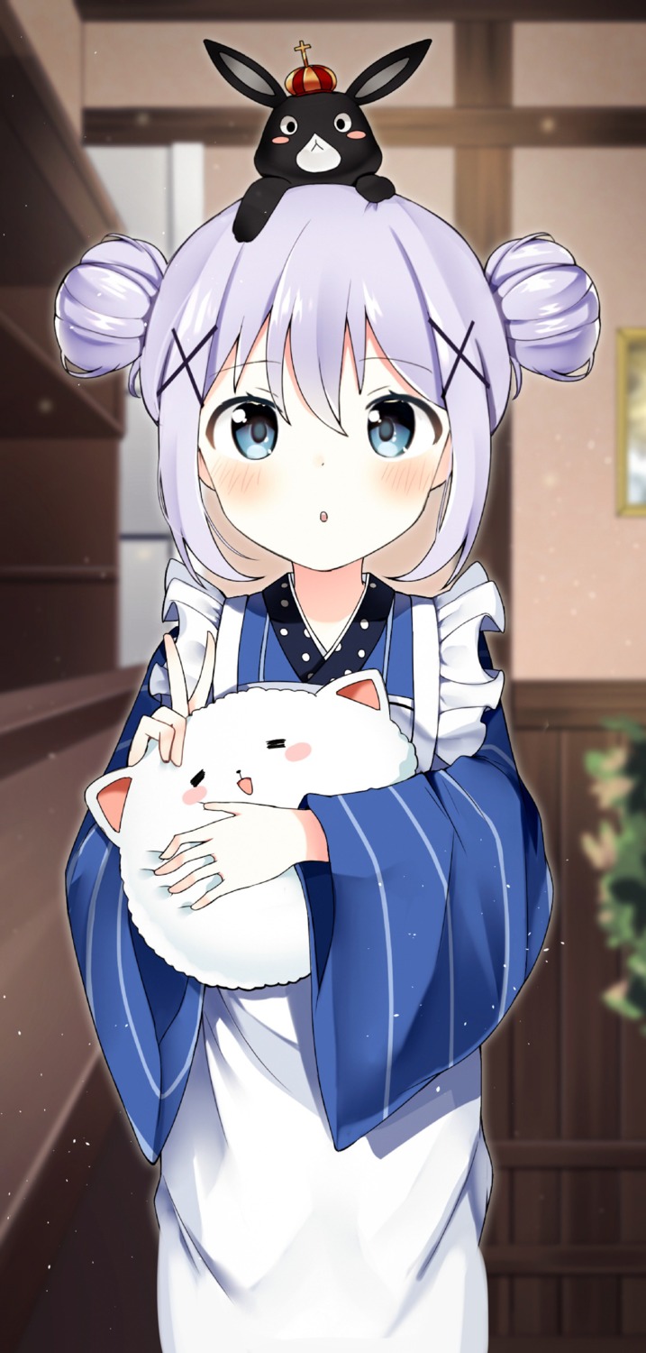 gochuumon_wa_usagi_desu_ka? kafuu_chino kurutsu maid tippy_(gochuumon_wa_usagi_desu_ka?) wa_maid waitress