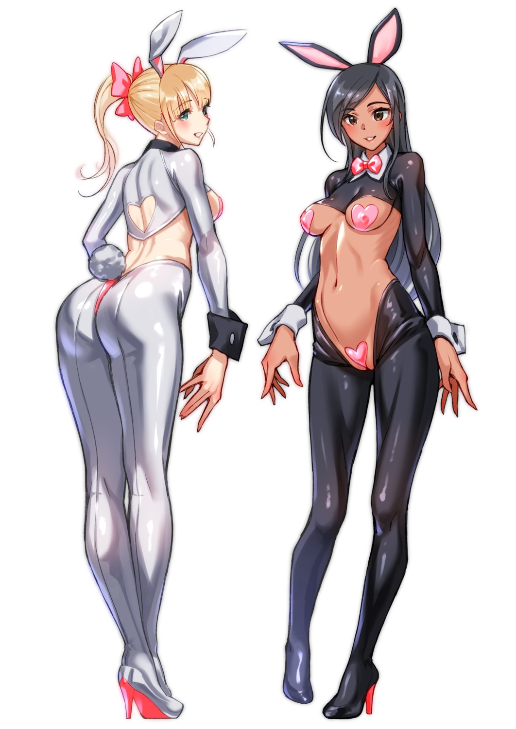 animal_ears ass breasts bunny_ears bunny_girl erect_nipples heels maebari no_bra nopan pantyhose pasties saruchitan tail