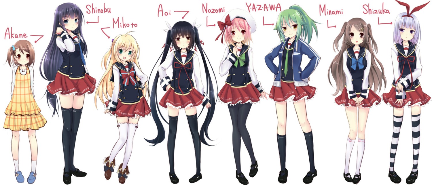 7gear amagane_mikoto azuma_minami fujisaki_akane fujisaki_aoi hatachi mochiduki_nozomi otonashi_sizuka pantyhose seifuku tachibana_shinobu thighhighs yazawa_shion