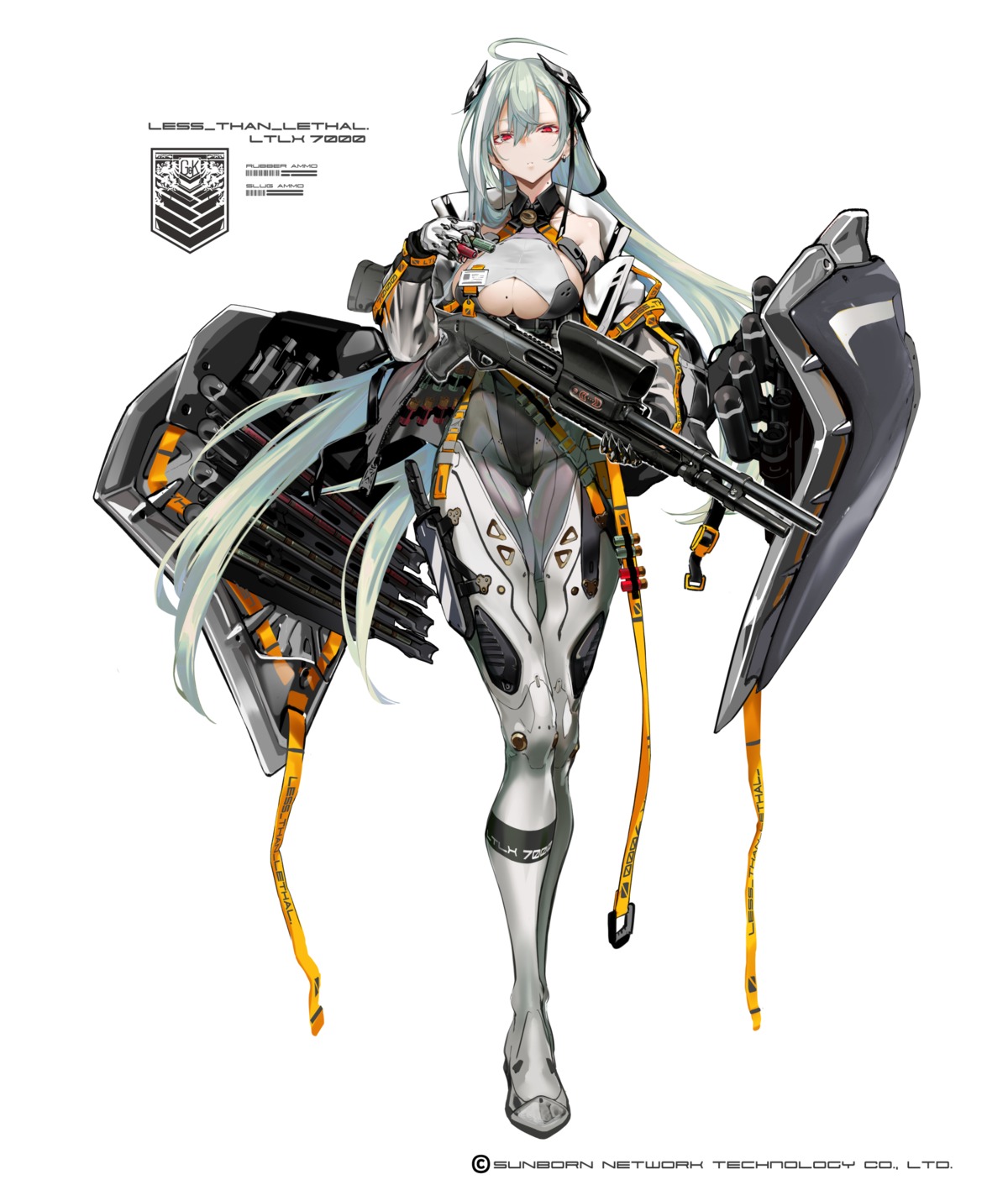 afukuro bodysuit cleavage girls_frontline gun ltlx_7000_(girls_frontline) no_bra