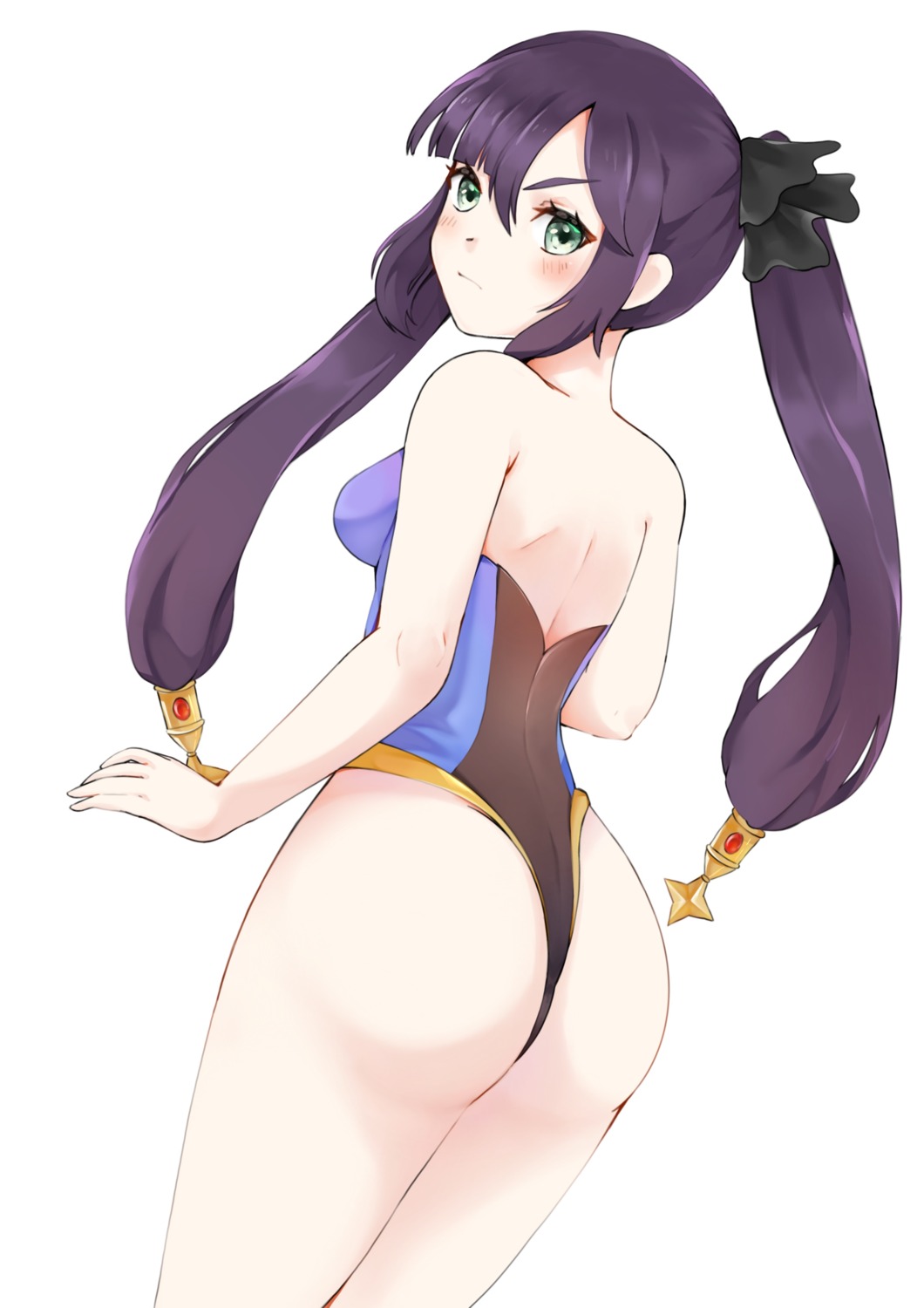 ass genshin_impact leotard mona_megistus no_bra