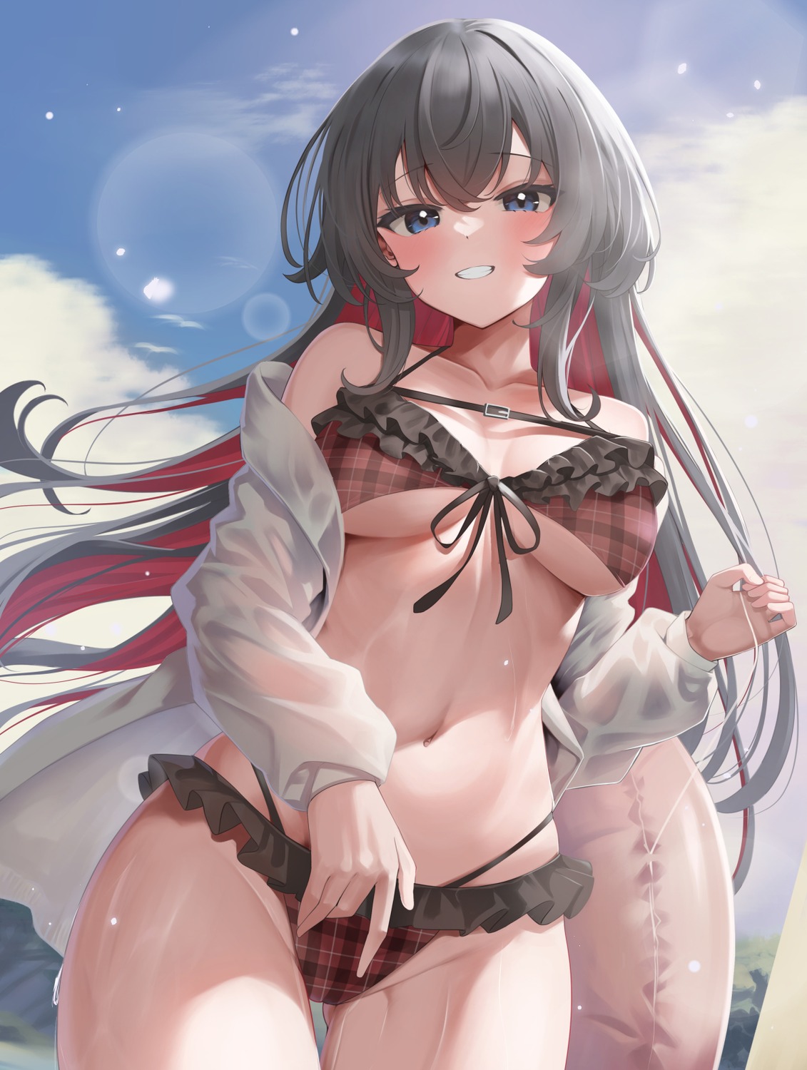 bikini koisuke open_shirt see_through swimsuits wet wet_clothes