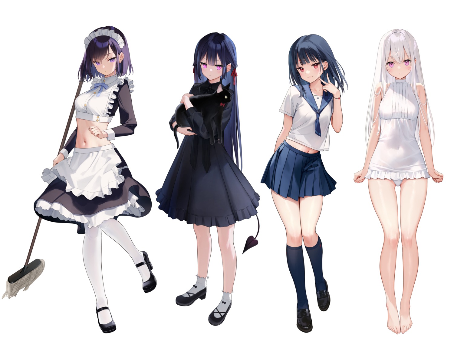 dress feet heels ichigo_(mignon) maid mignon neko sarah_(mignon) see_through seifuku shiro_(mignon) swimsuits tail yoru_(mignon)