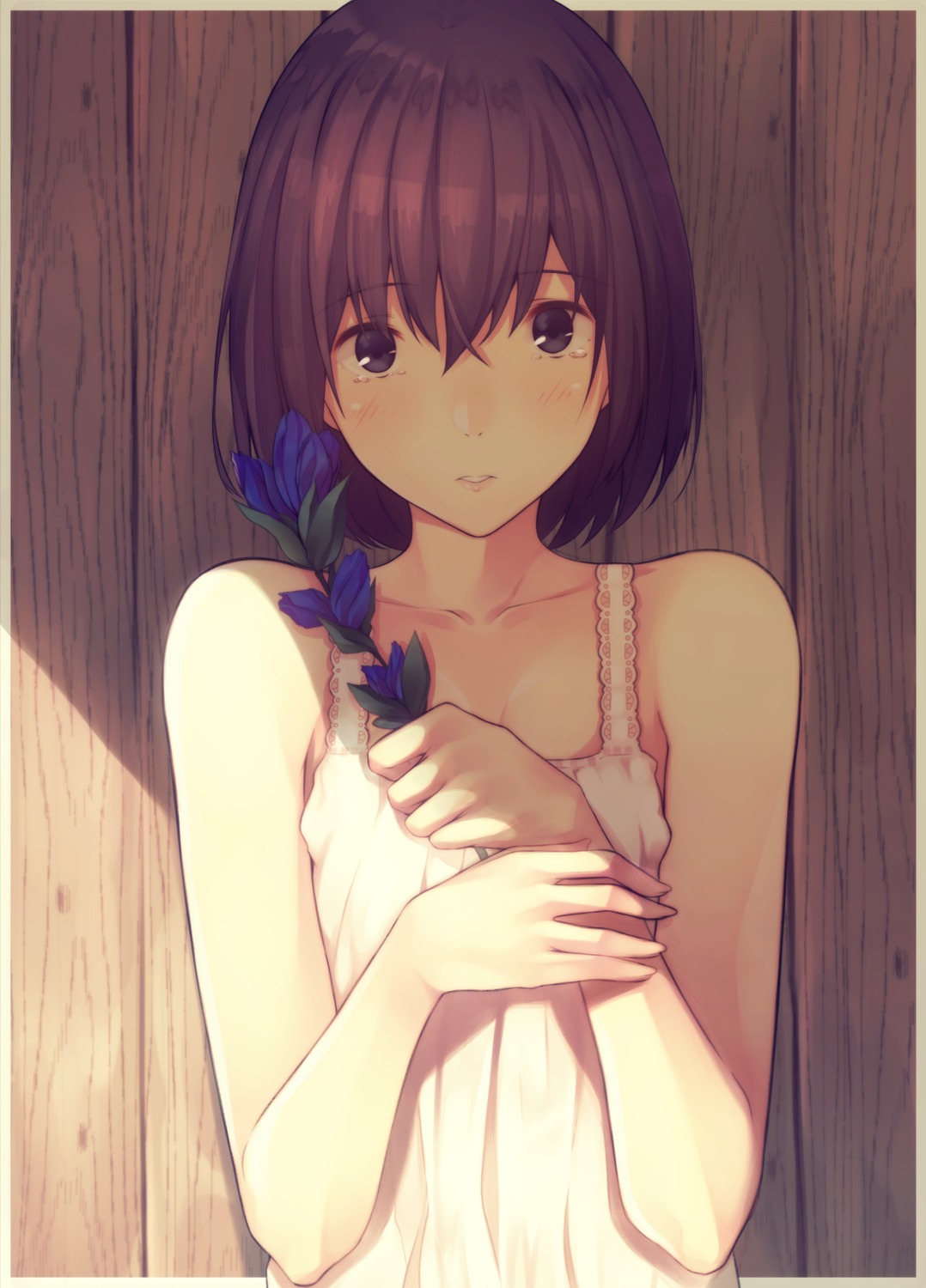 breast_hold dress fujiwara_mizuki summer_dress