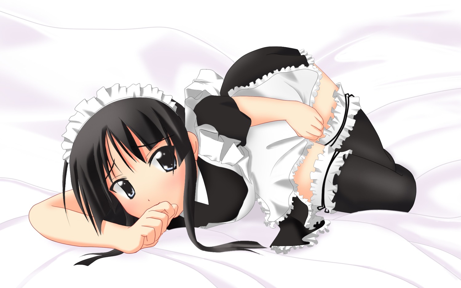 akiyama_mio k-on! maid nagarewazuka thighhighs wallpaper