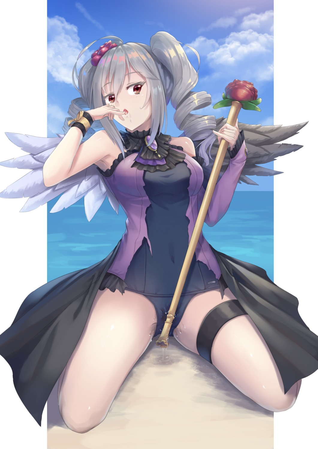 garter kanzaki_ranko metalixix school_swimsuit swimsuits the_idolm@ster the_idolm@ster_cinderella_girls torn_clothes wings