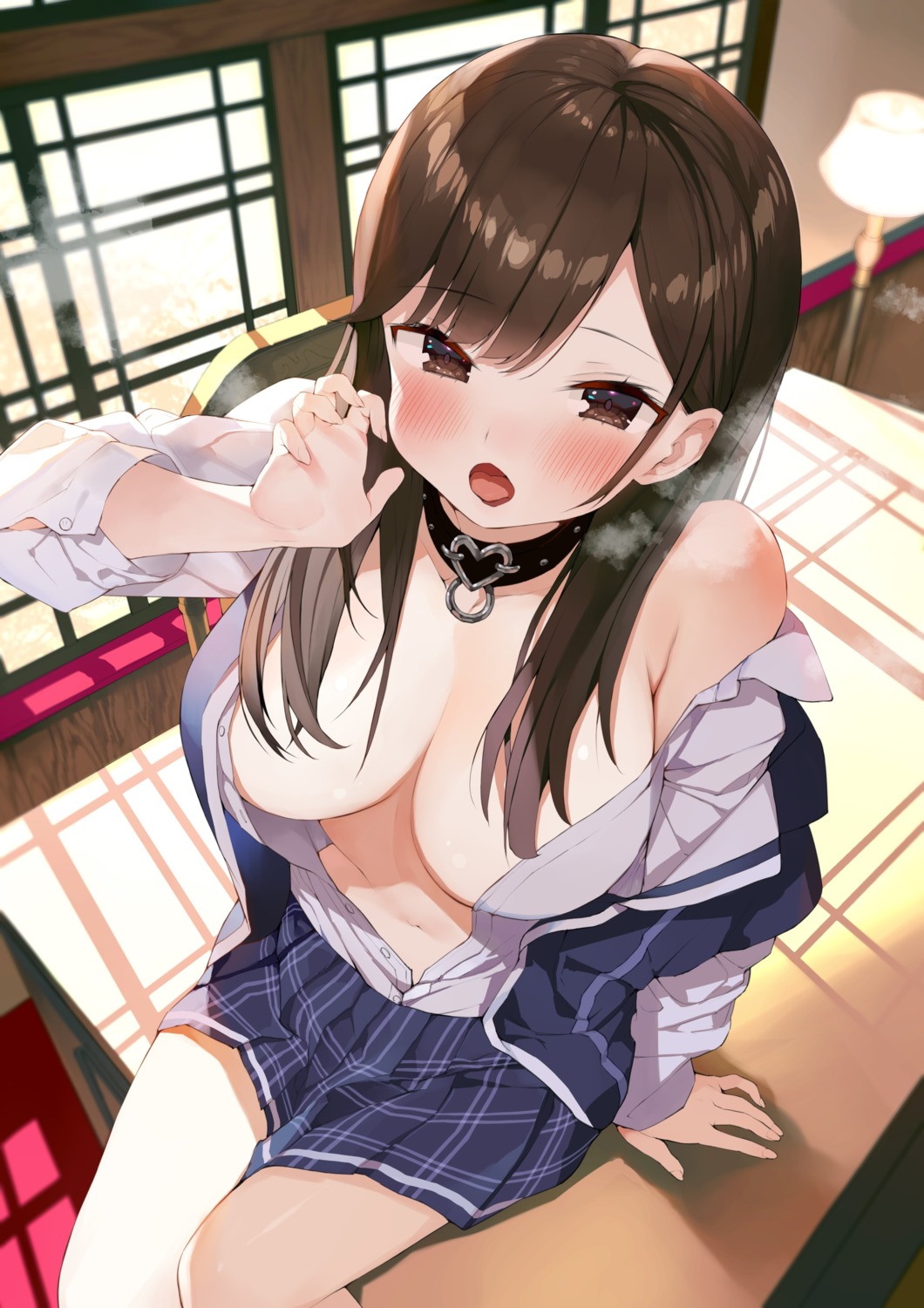 gaou_(matsulatte) no_bra open_shirt seifuku