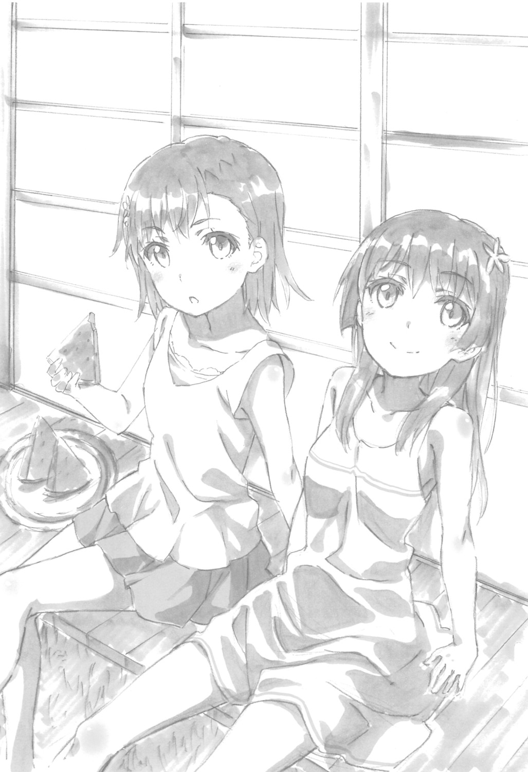 delf dress misaka_mikoto monochrome saten_ruiko toaru_kagaku_no_railgun toaru_majutsu_no_index