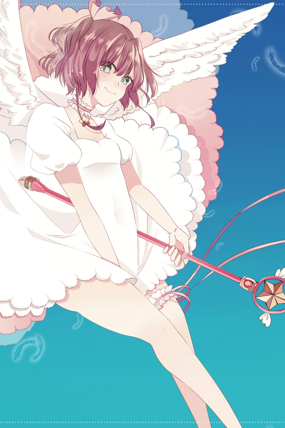 card_captor_sakura dress garter kinomoto_sakura tanaka_io weapon wings