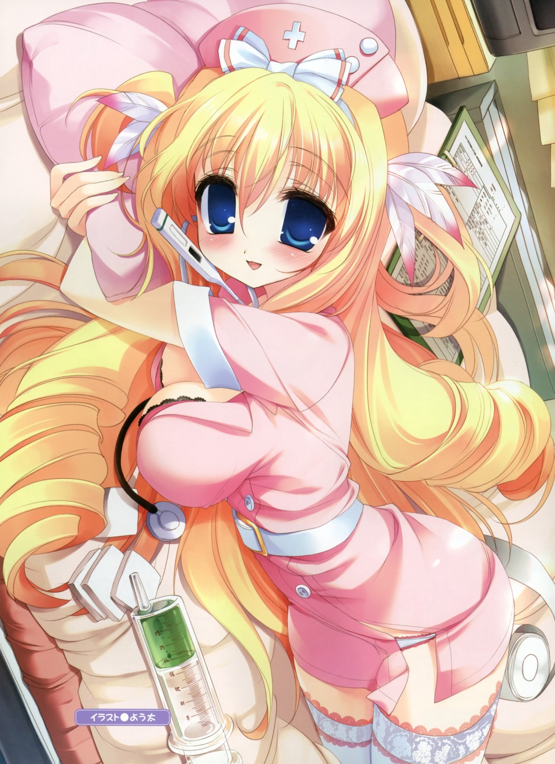 amane_mimi bra cleavage nurse thighhighs youta