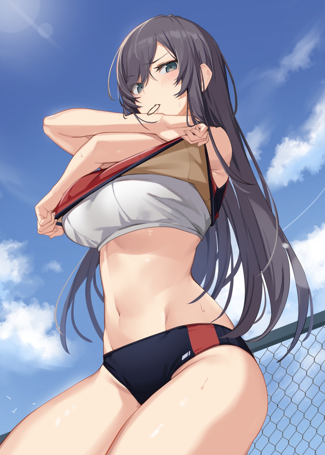 buruma gym_uniform ikomochi shirt_lift undressing