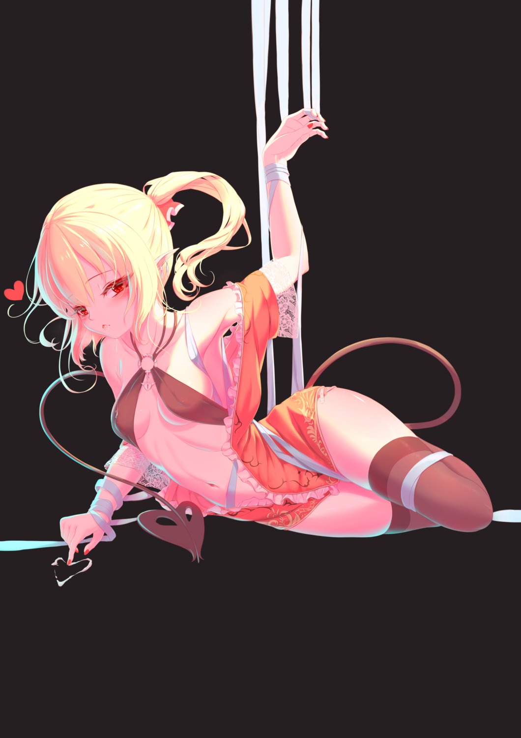 bandages bondage bra open_shirt seelehan tail thighhighs