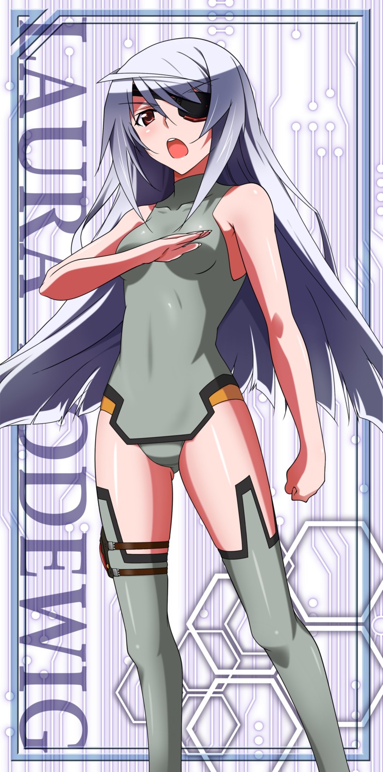 bodysuit eyepatch infinite_stratos laura_bodewig stick_poster thighhighs