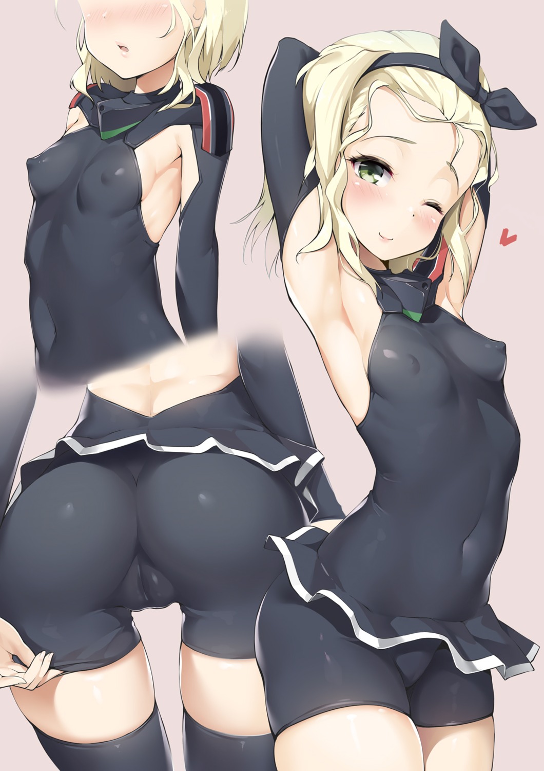 ass bike_shorts bodysuit cameltoe erect_nipples kantai_collection loli luigi_torelli_(kancolle) shuffle_(songdatiankong) thighhighs uit-25_(kancolle)