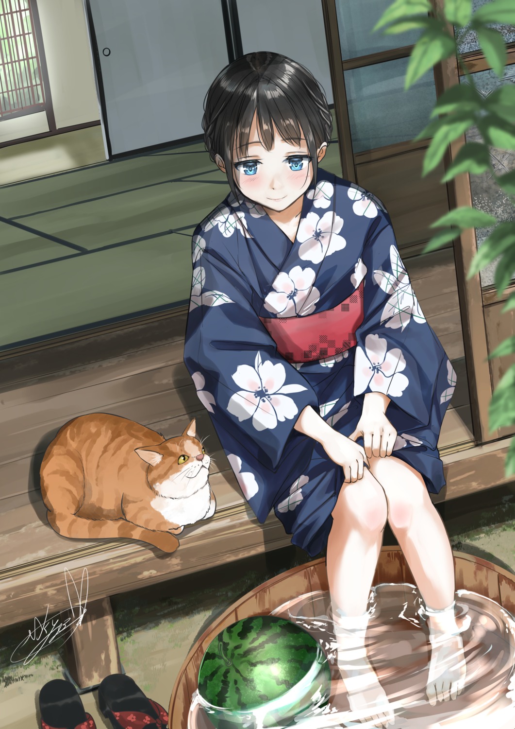 neko soragane_(banisinngurei) wet yukata