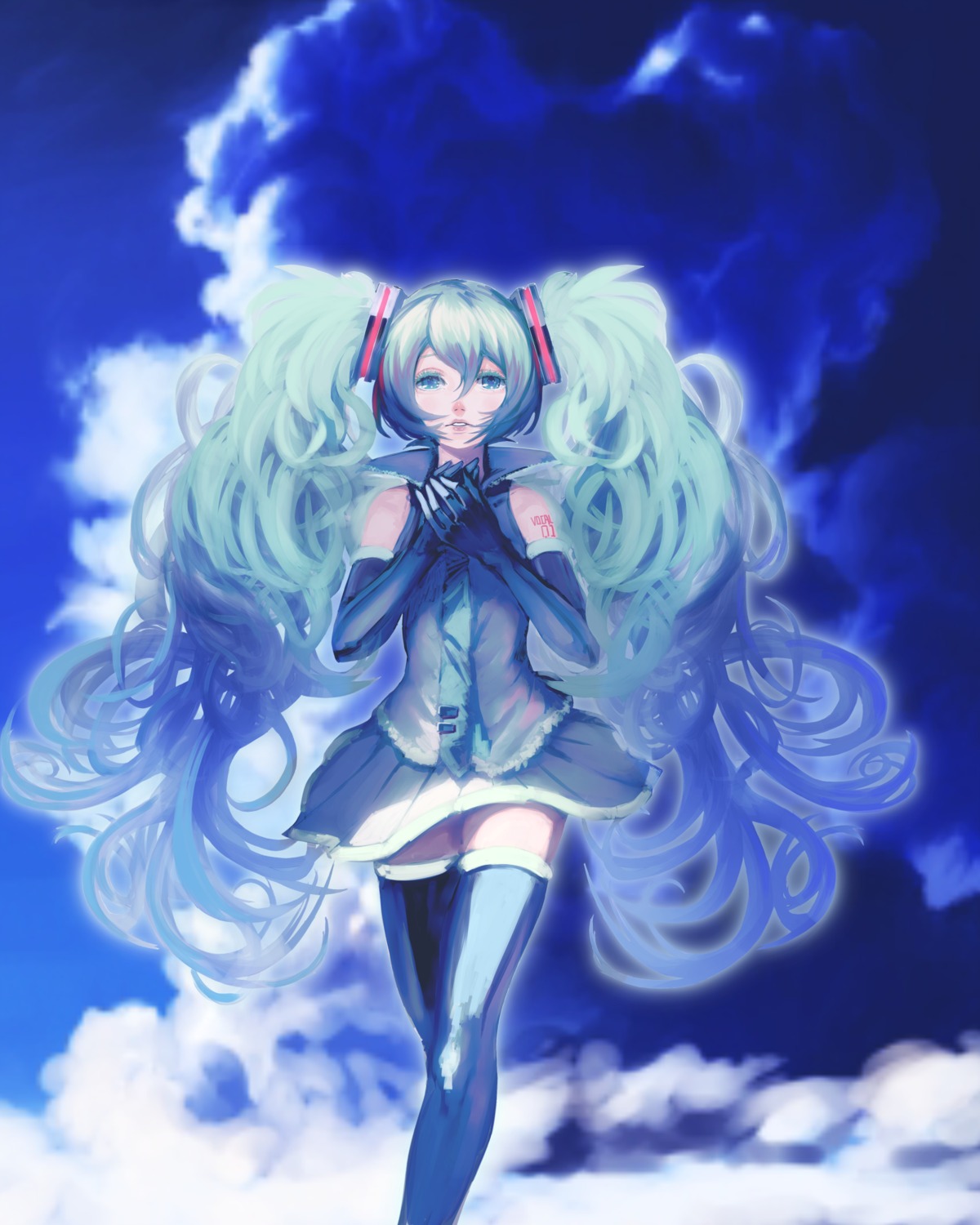 hatsune_miku kansousamehada landscape thighhighs vocaloid